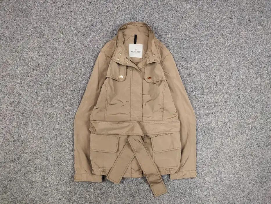 Moncler Malco Rosso Beige Belt Jacket Womens