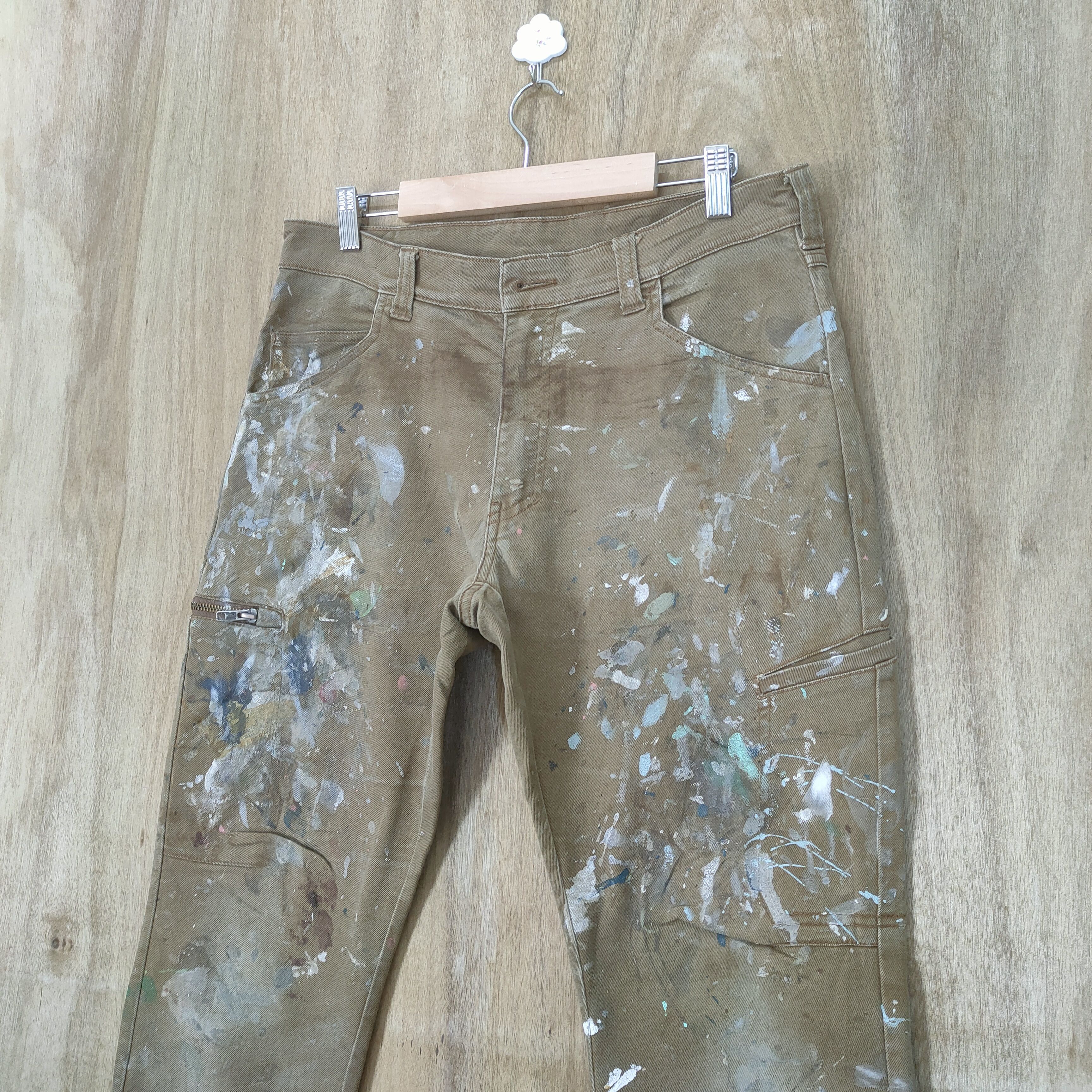 Japanese Brand VINTAGE CUSTOM PAINT FADED CARGO PANTS Size US 32 / EU 48 - 4 Thumbnail
