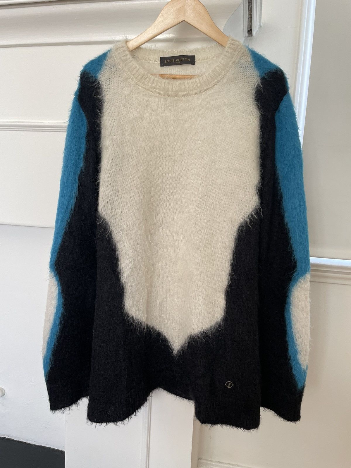 Image of Kim Jones x Louis Vuitton Ss2017 Impala Mohair Sweater in Blue, Men's (Size 2XL)