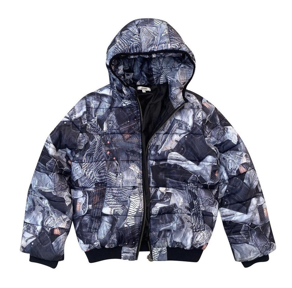 image of Junior Jean Paul Gaultier Black & Grey Jeans Puffer Jacket in Black/Grey, Men's (Size Small)