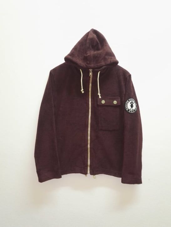 image of Harlem Store Fleece Sweater Full Zipper (C28) in Maroon, Men's (Size Medium)