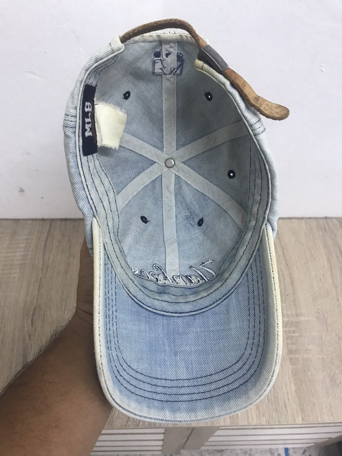 MLB Vintage MLB Yankees Denim Cap Leather Strap Size ONE SIZE - 8 Thumbnail