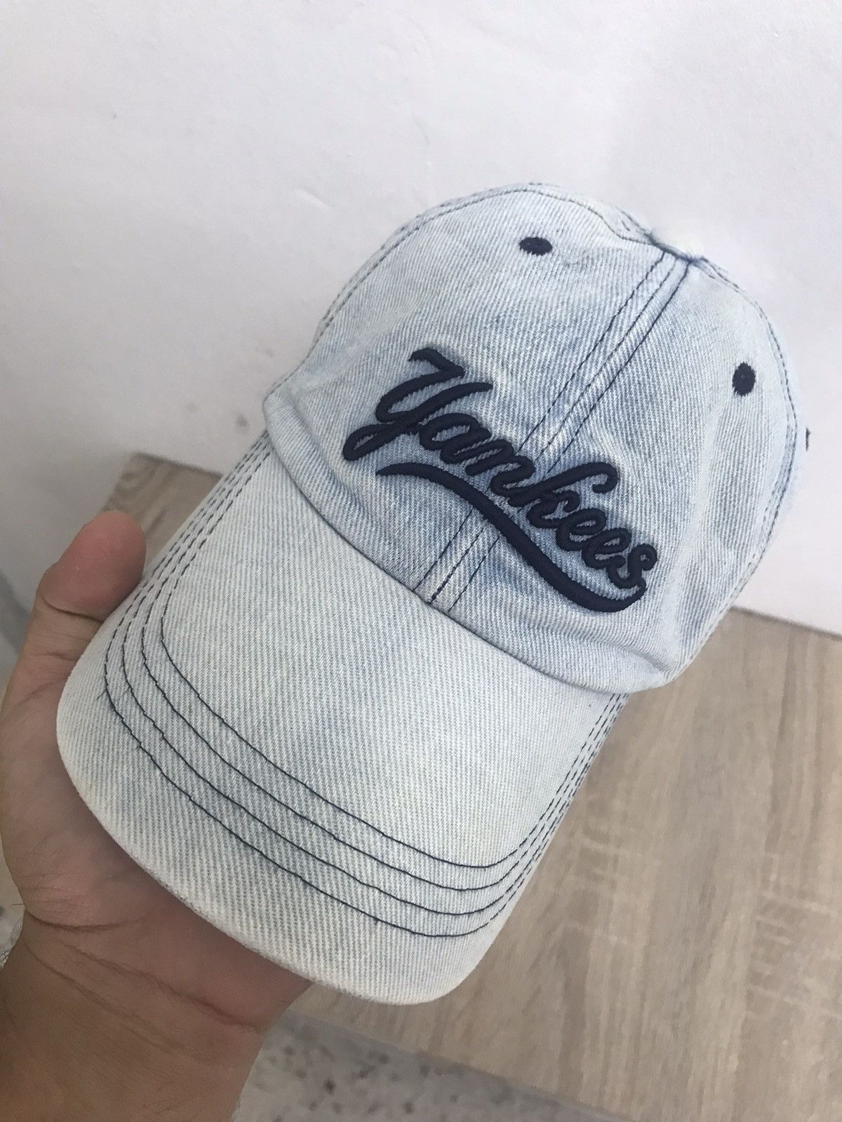 MLB Vintage MLB Yankees Denim Cap Leather Strap Size ONE SIZE - 6 Thumbnail