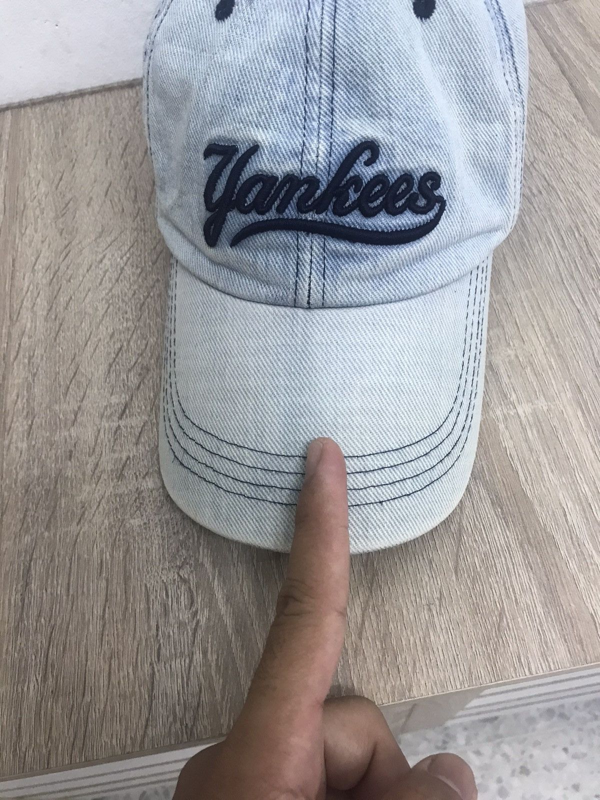 MLB Vintage MLB Yankees Denim Cap Leather Strap Size ONE SIZE - 16 Thumbnail