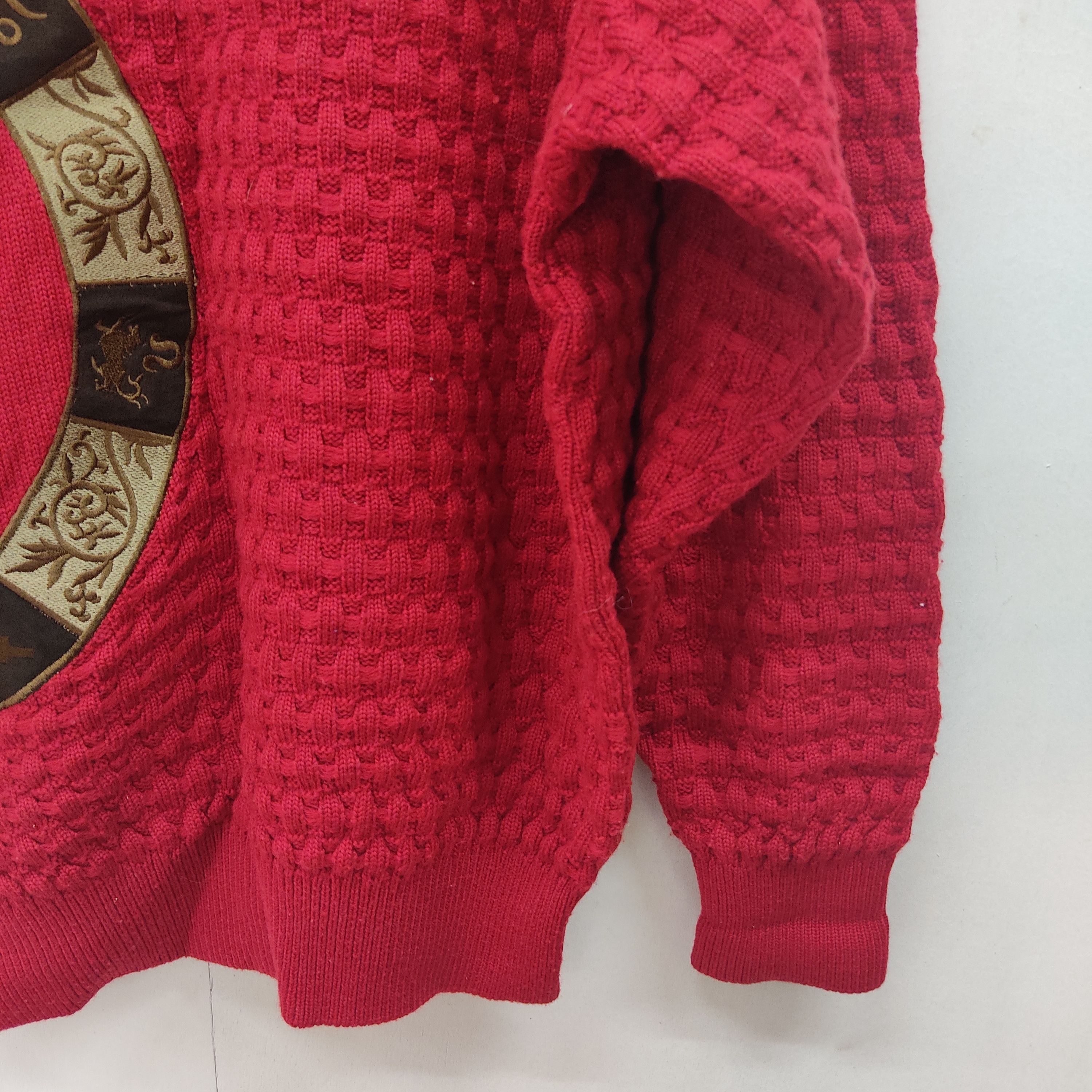 Japanese Brand × Other Lion With Wing And Sun Embroidered Red Knitwear Jumper Size L / US 10 / IT 46 - 7 Thumbnail