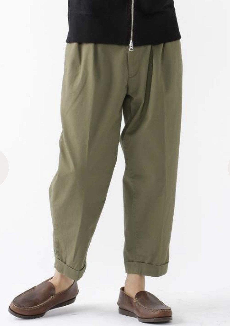 Beams Plus 2Pleats Chino in Olive | Grailed