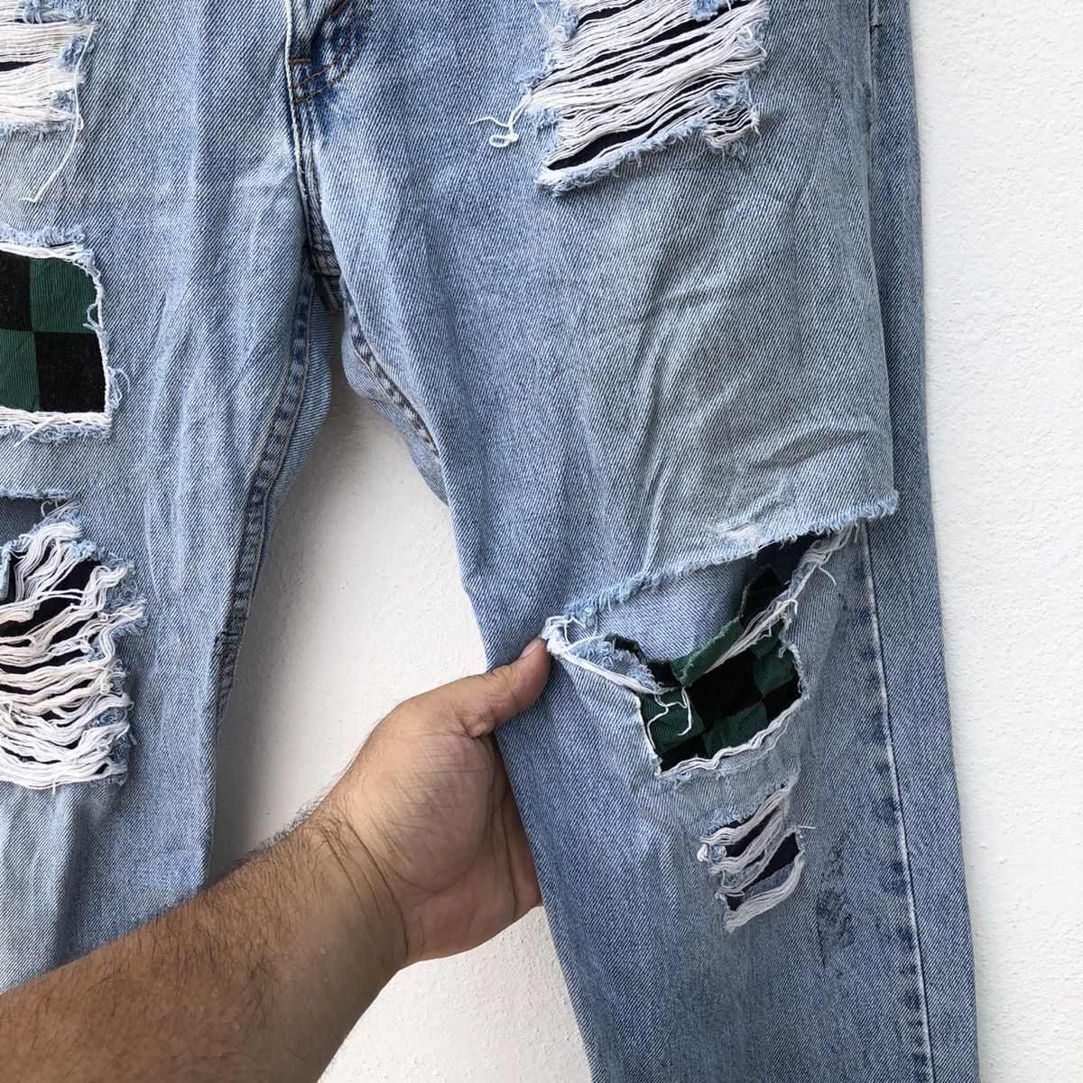 Japanese Brand DISTRESSED DENIM PUNK DESIGN Size US 34 / EU 50 - 7 Thumbnail