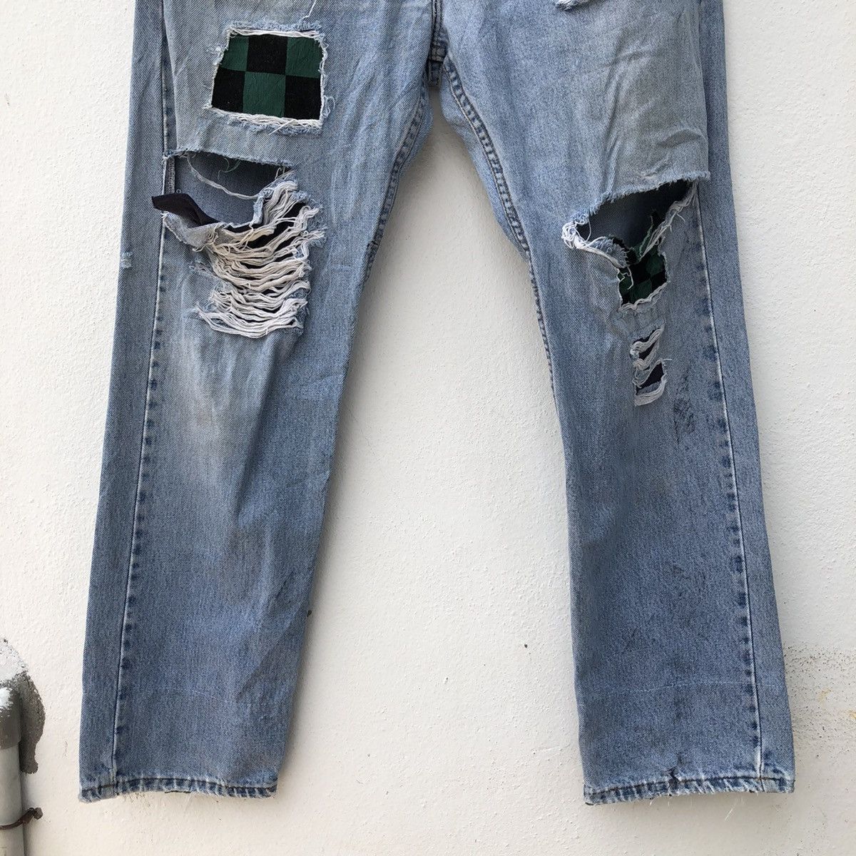 Japanese Brand DISTRESSED DENIM PUNK DESIGN Size US 34 / EU 50 - 4 Thumbnail