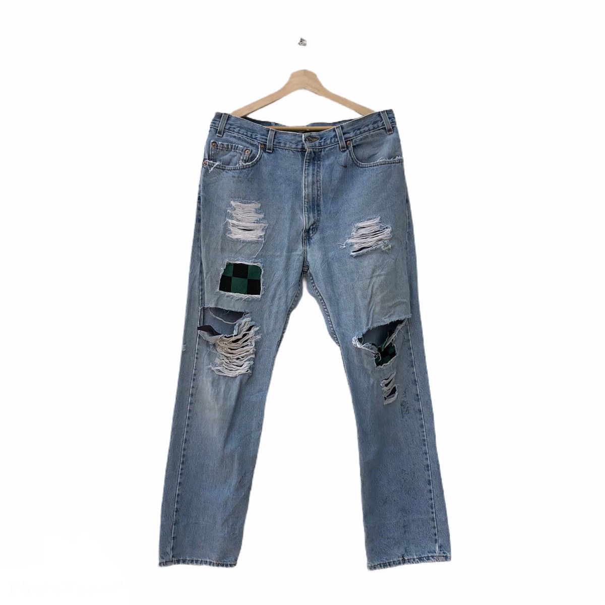 Japanese Brand DISTRESSED DENIM PUNK DESIGN Size US 34 / EU 50 - 1 Thumbnail