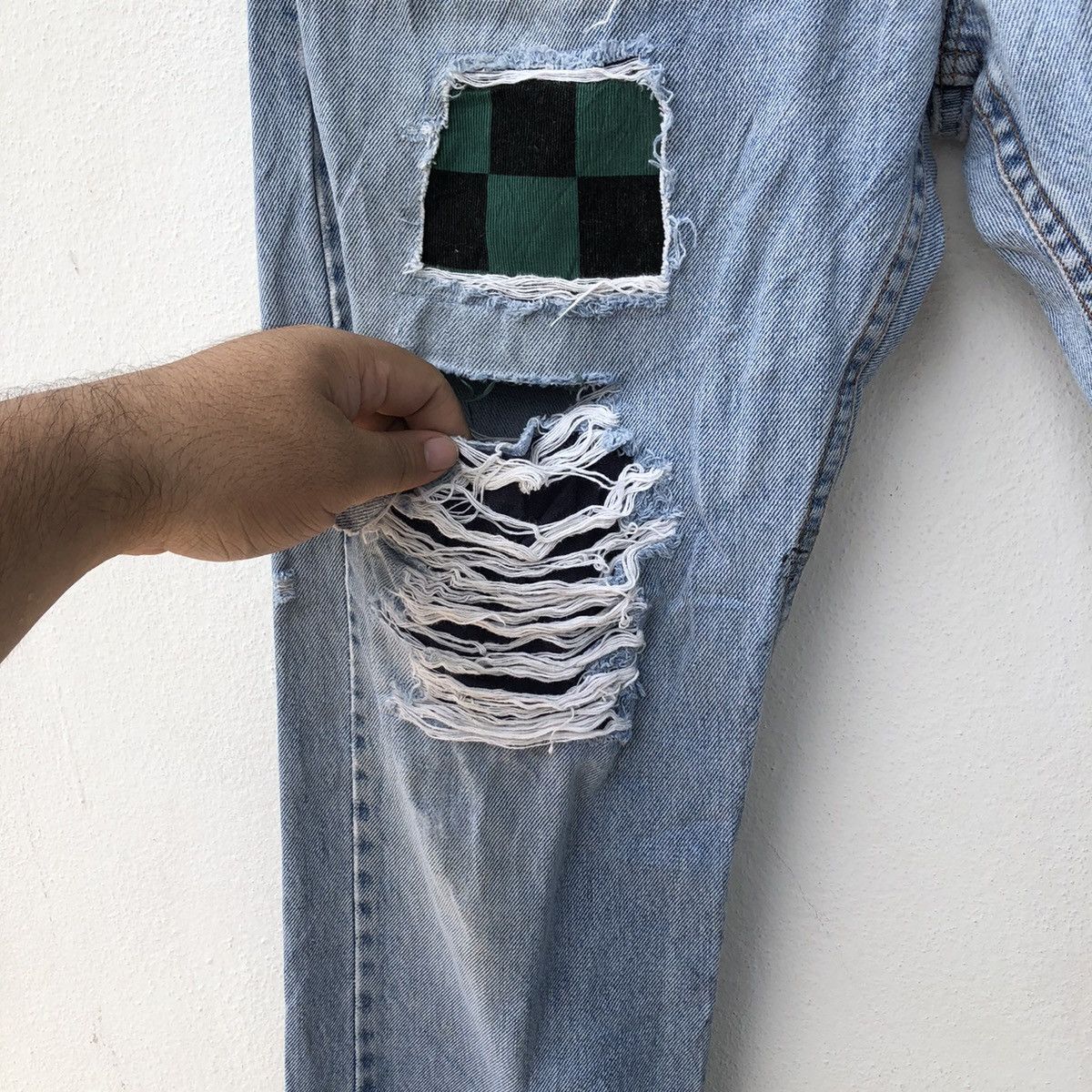 Japanese Brand DISTRESSED DENIM PUNK DESIGN Size US 34 / EU 50 - 6 Thumbnail
