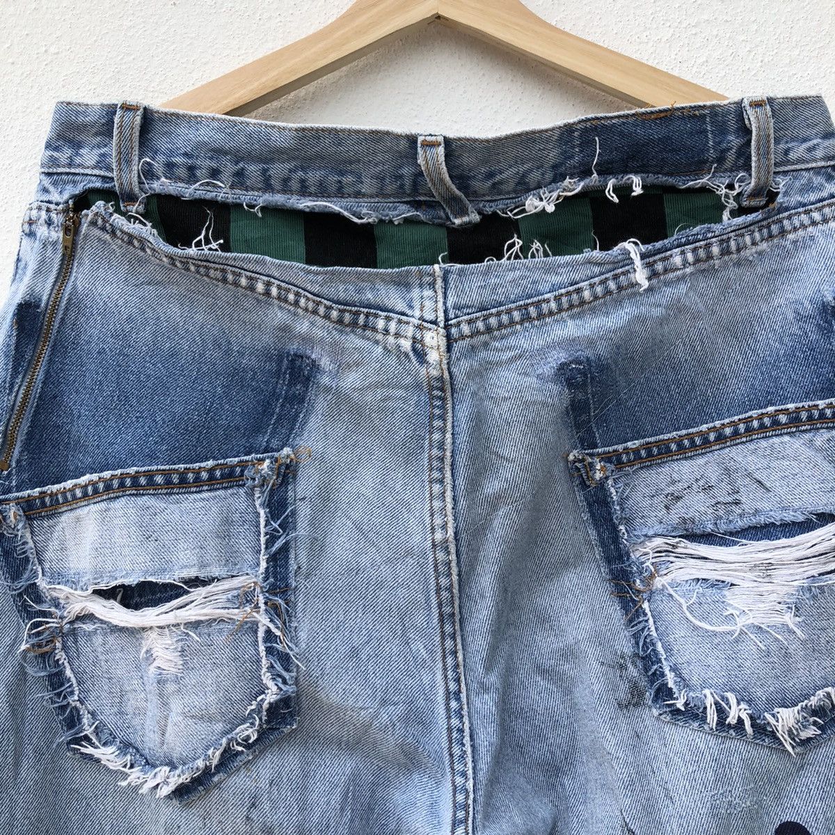 Japanese Brand DISTRESSED DENIM PUNK DESIGN Size US 34 / EU 50 - 11 Thumbnail