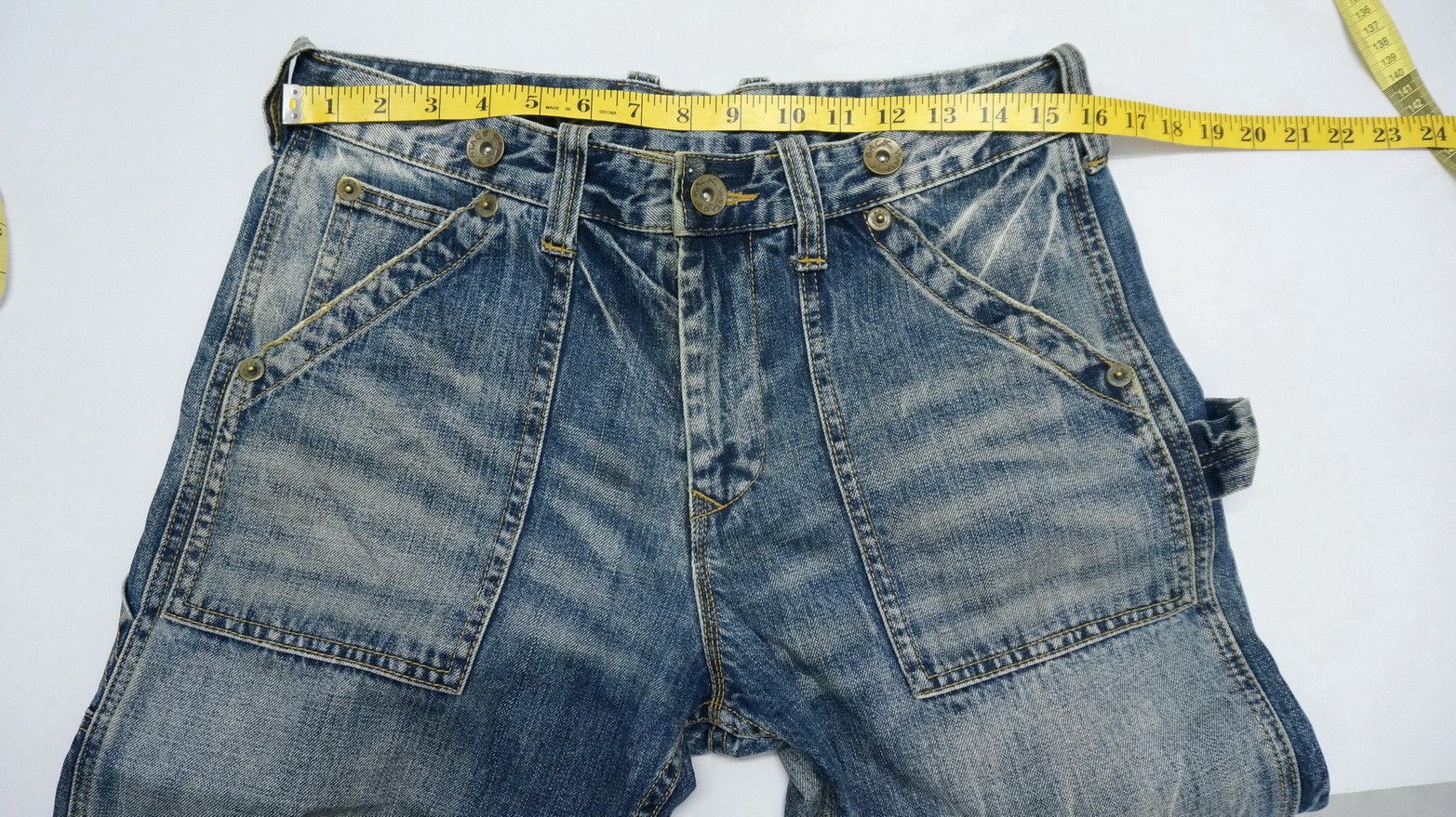 Japanese Brand BACK VINTAGE Distressed Straight Clawmark Carpenter Jeans Size US 32 / EU 48 - 14 Thumbnail