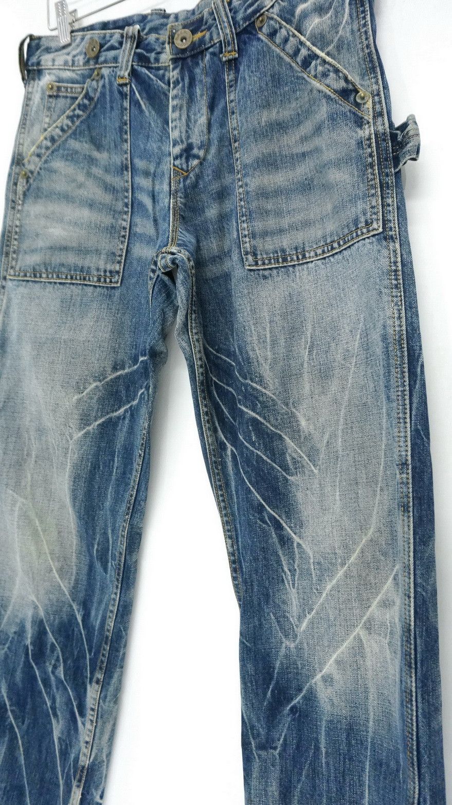 Japanese Brand BACK VINTAGE Distressed Straight Clawmark Carpenter Jeans Size US 32 / EU 48 - 8 Thumbnail