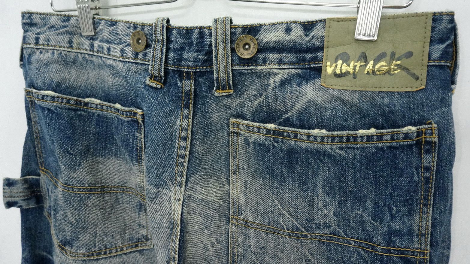 Japanese Brand BACK VINTAGE Distressed Straight Clawmark Carpenter Jeans Size US 32 / EU 48 - 10 Thumbnail