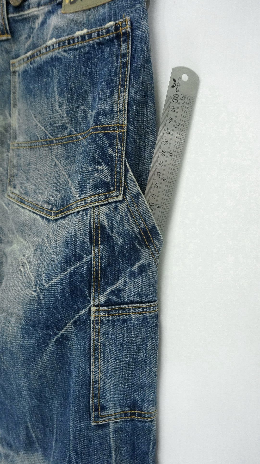 Japanese Brand BACK VINTAGE Distressed Straight Clawmark Carpenter Jeans Size US 32 / EU 48 - 9 Thumbnail