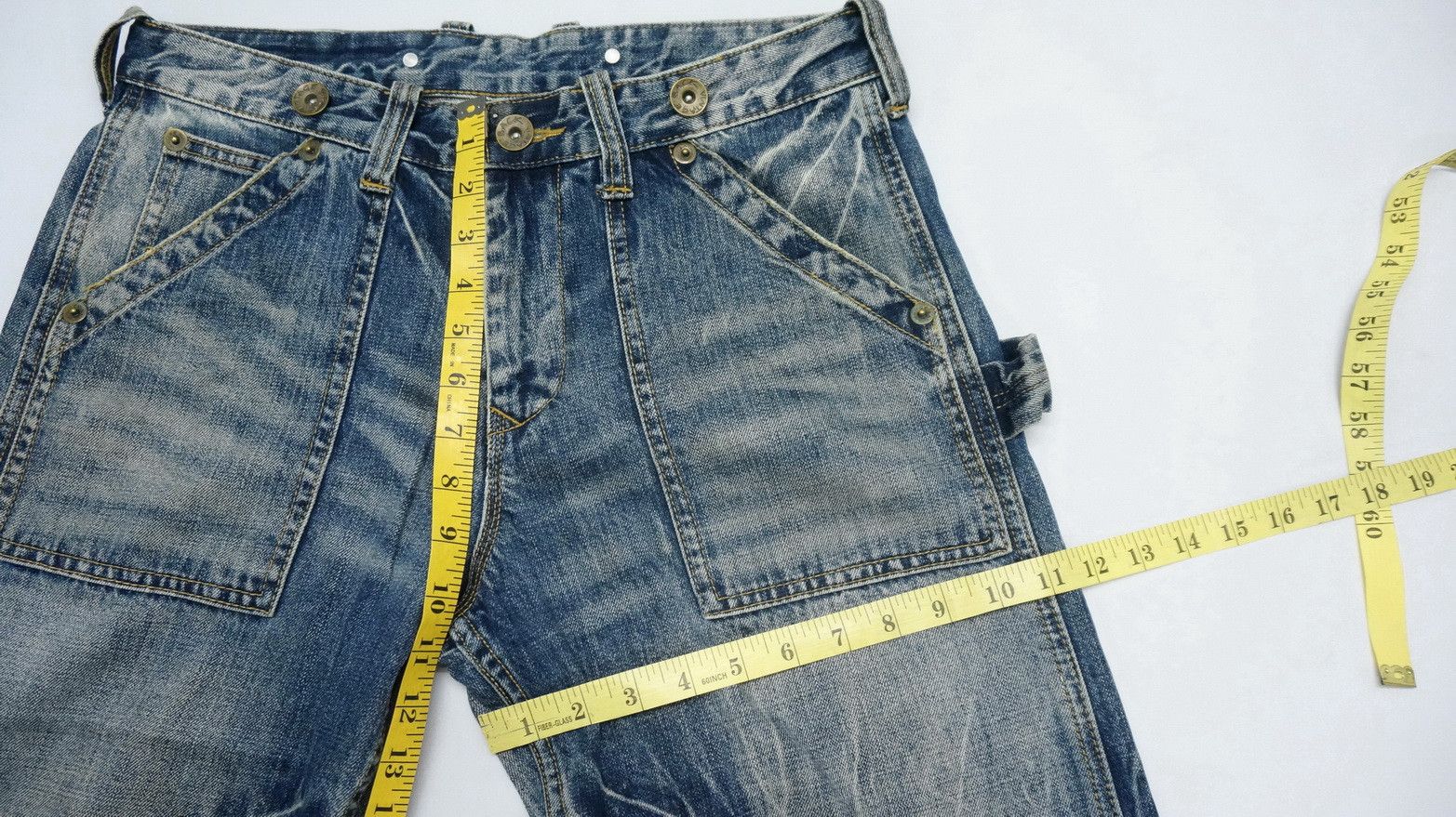 Japanese Brand BACK VINTAGE Distressed Straight Clawmark Carpenter Jeans Size US 32 / EU 48 - 15 Thumbnail