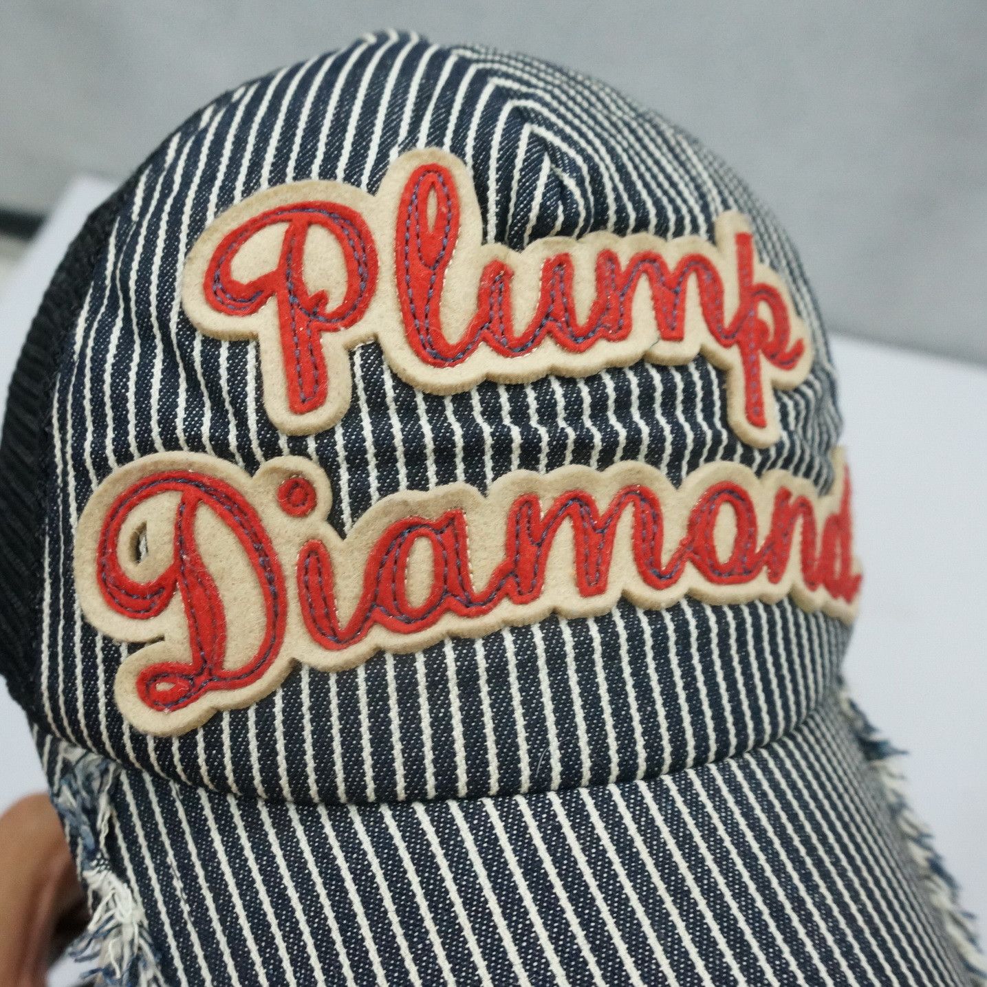 Japanese Brand 🔥Japan Vintage PLUMP DIAMOND Distressed Hickory Denim Cap Size ONE SIZE - 8 Thumbnail