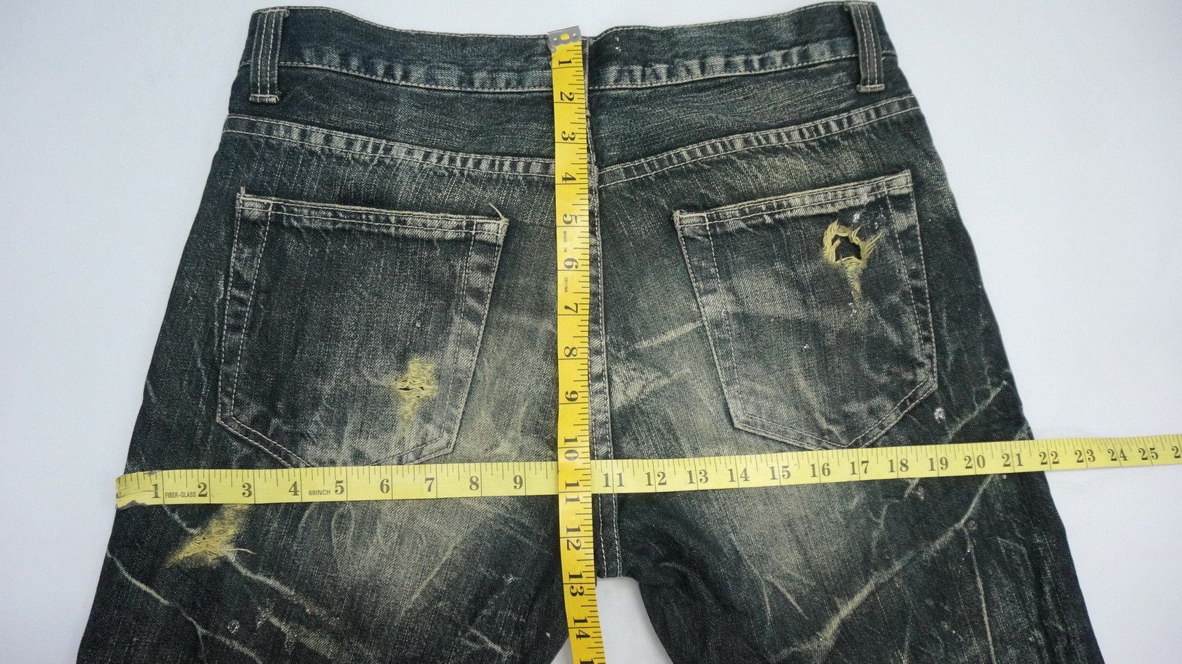 Japanese Brand NYLAUS Distressed Greenish Indigo Ripped Worn Out Jeans Size US 32 / EU 48 - 17 Thumbnail