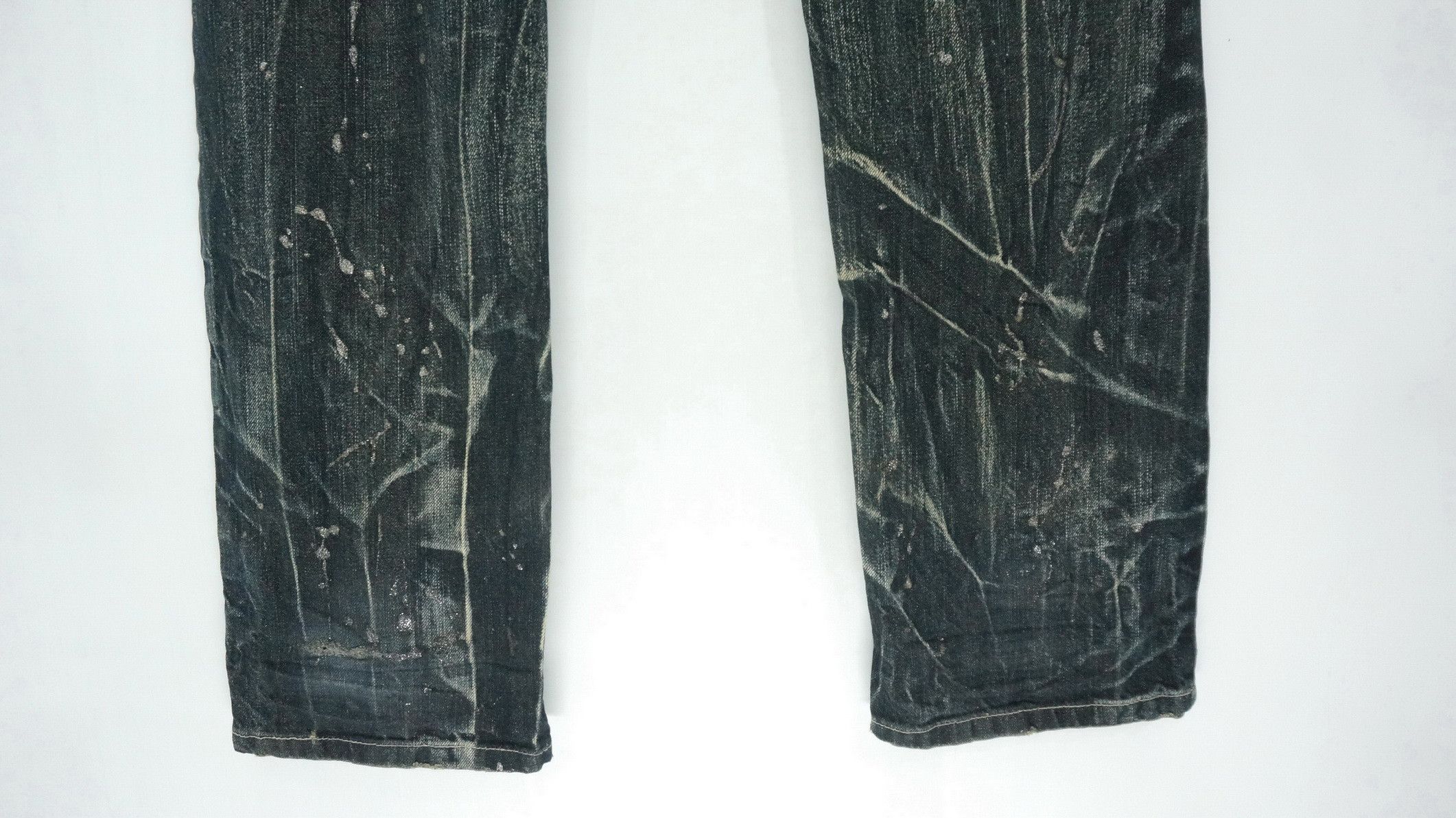 Japanese Brand NYLAUS Distressed Greenish Indigo Ripped Worn Out Jeans Size US 32 / EU 48 - 10 Thumbnail