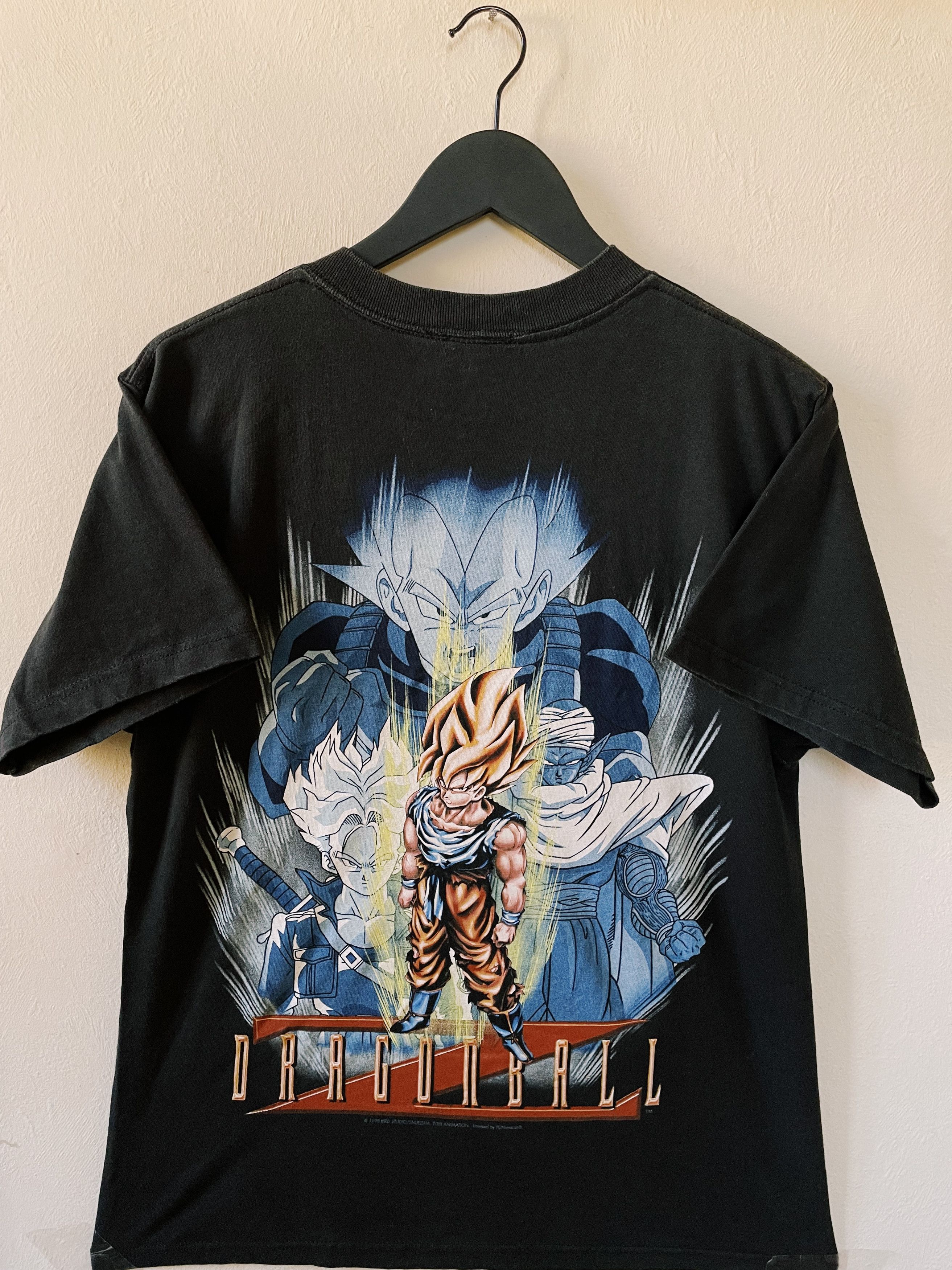 image of Anima x Vintage 1998 Dragon Ball Goku Trunks Vegeta Piccolo T-Shirt in Black, Men's (Size Medium)