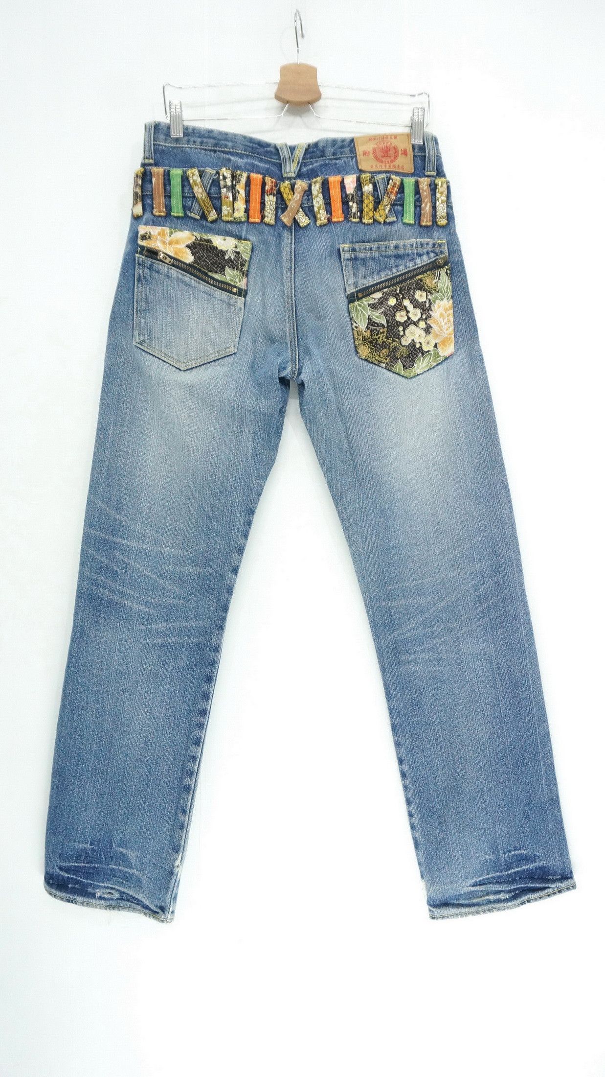 image of Distressed Denim x Vintage Japan Buden Vintage Distressed Double Waist Jeans in Blue Denim (Size 31