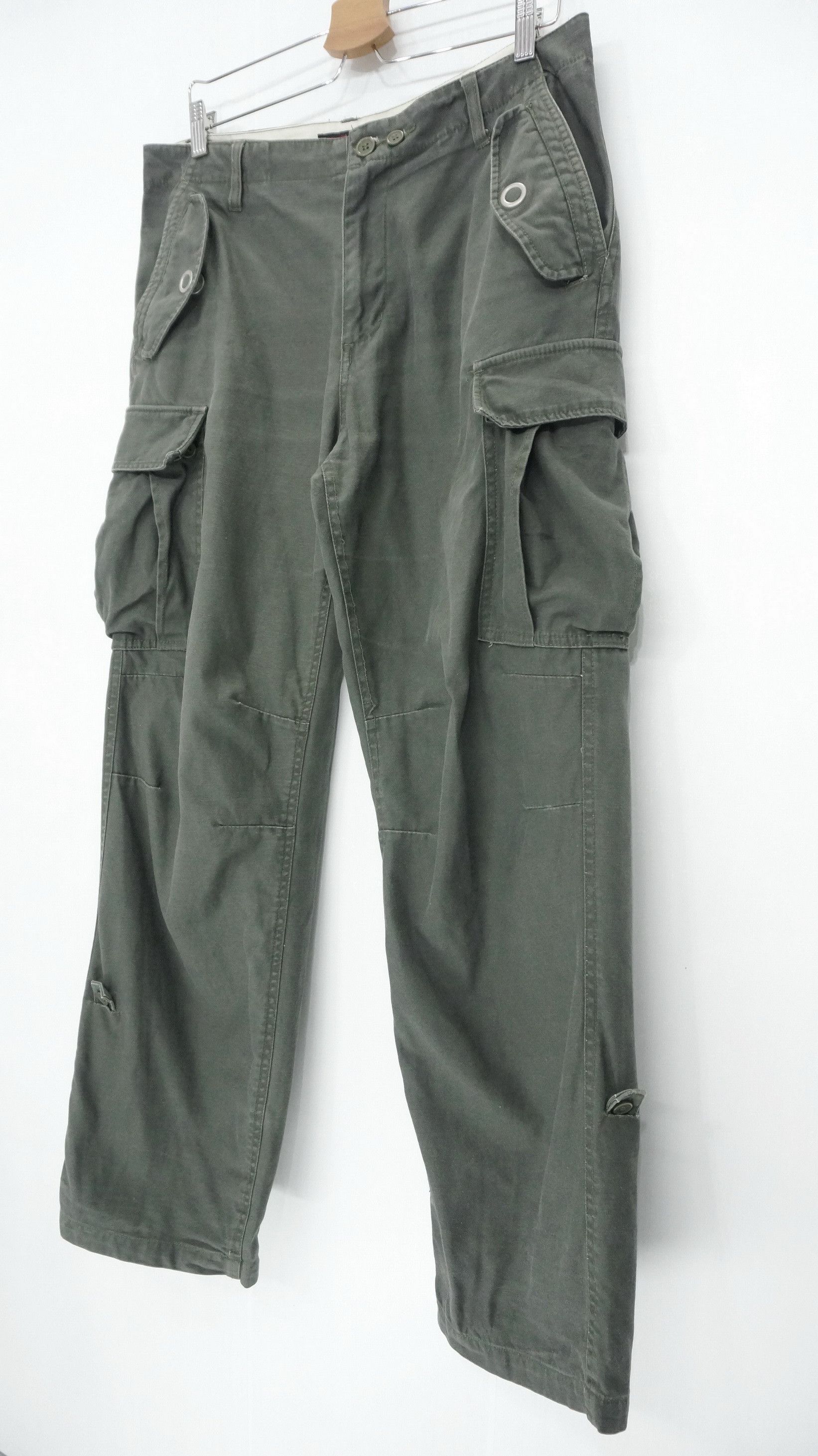 Japanese Brand Dope! JUNGLE STORM Faded Dark Green Tactical Cargo Pants Size US 33 - 3 Thumbnail