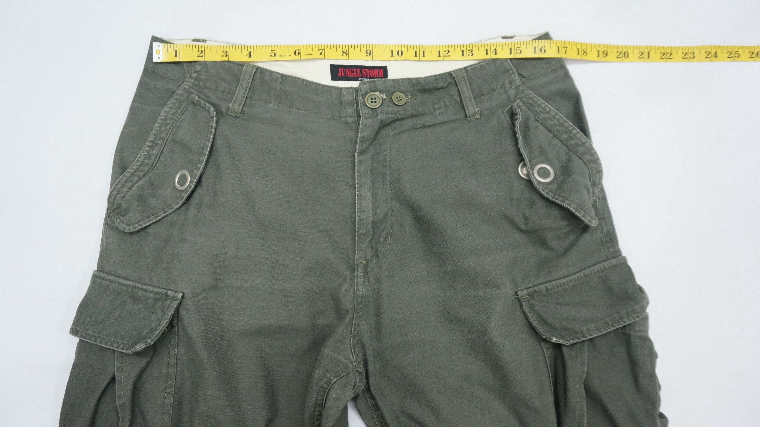Japanese Brand Dope! JUNGLE STORM Faded Dark Green Tactical Cargo Pants Size US 33 - 13 Thumbnail