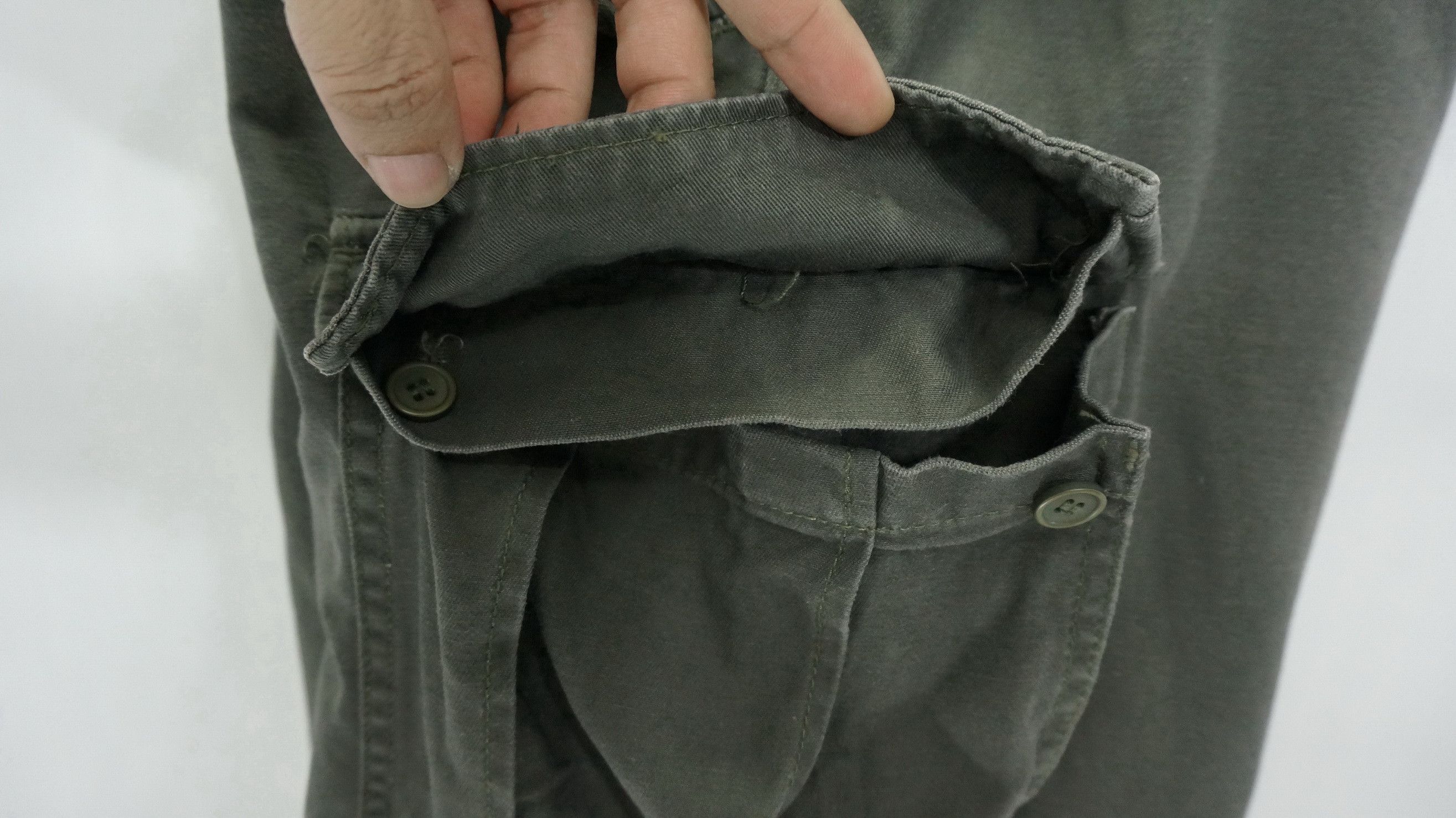 Japanese Brand Dope! JUNGLE STORM Faded Dark Green Tactical Cargo Pants Size US 33 - 12 Thumbnail