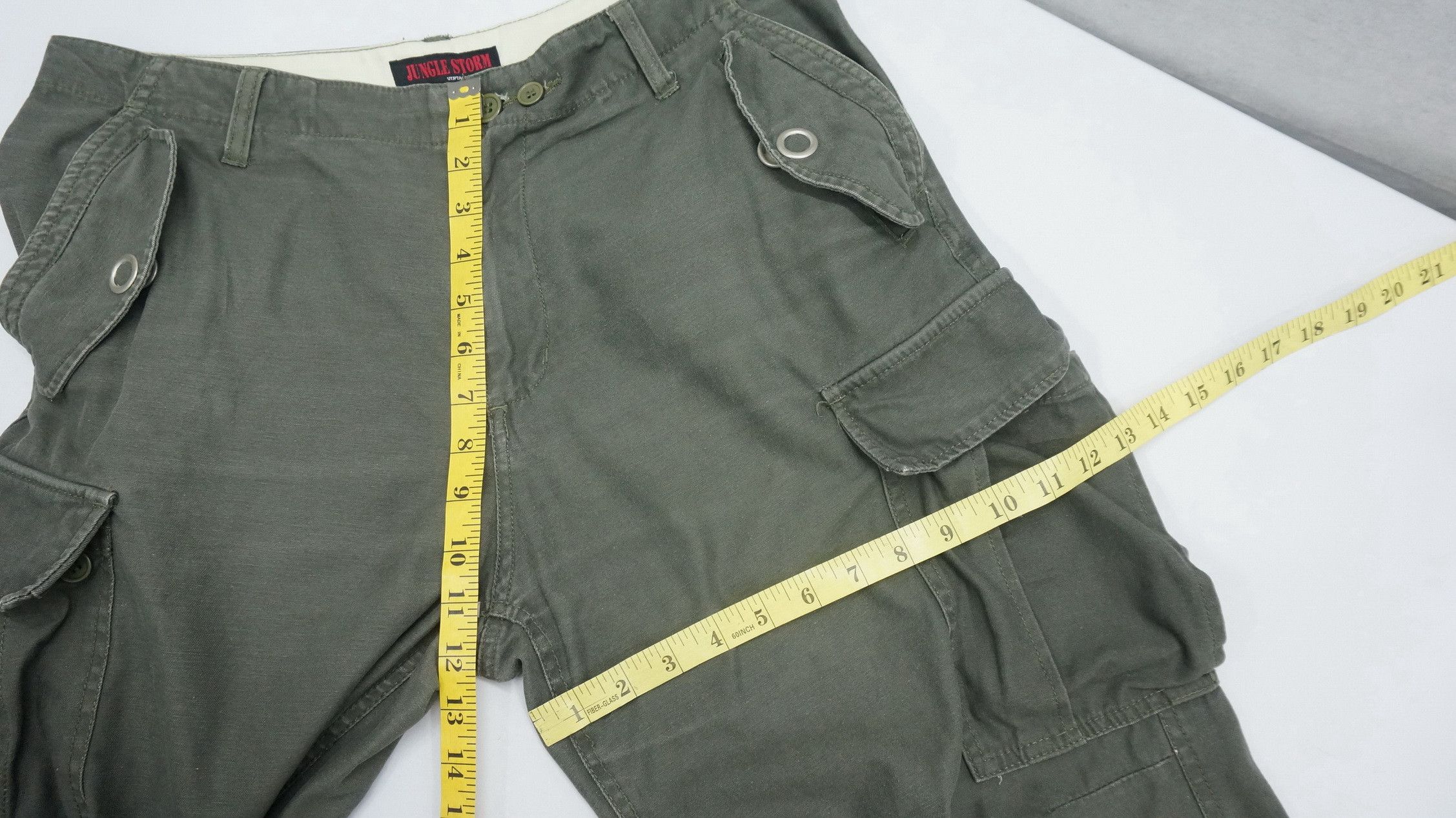 Japanese Brand Dope! JUNGLE STORM Faded Dark Green Tactical Cargo Pants Size US 33 - 14 Thumbnail