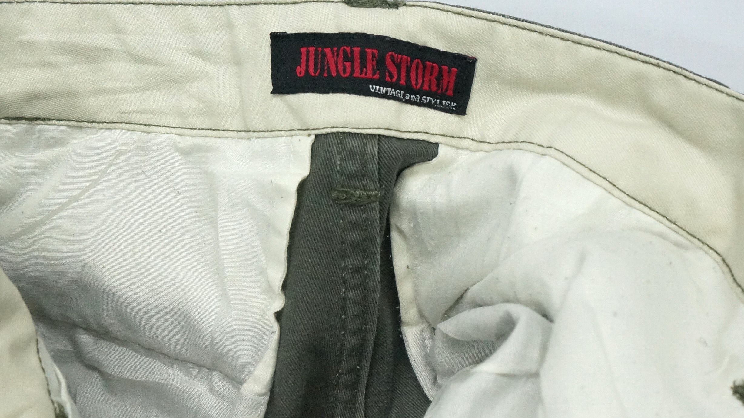 Japanese Brand Dope! JUNGLE STORM Faded Dark Green Tactical Cargo Pants Size US 33 - 19 Thumbnail