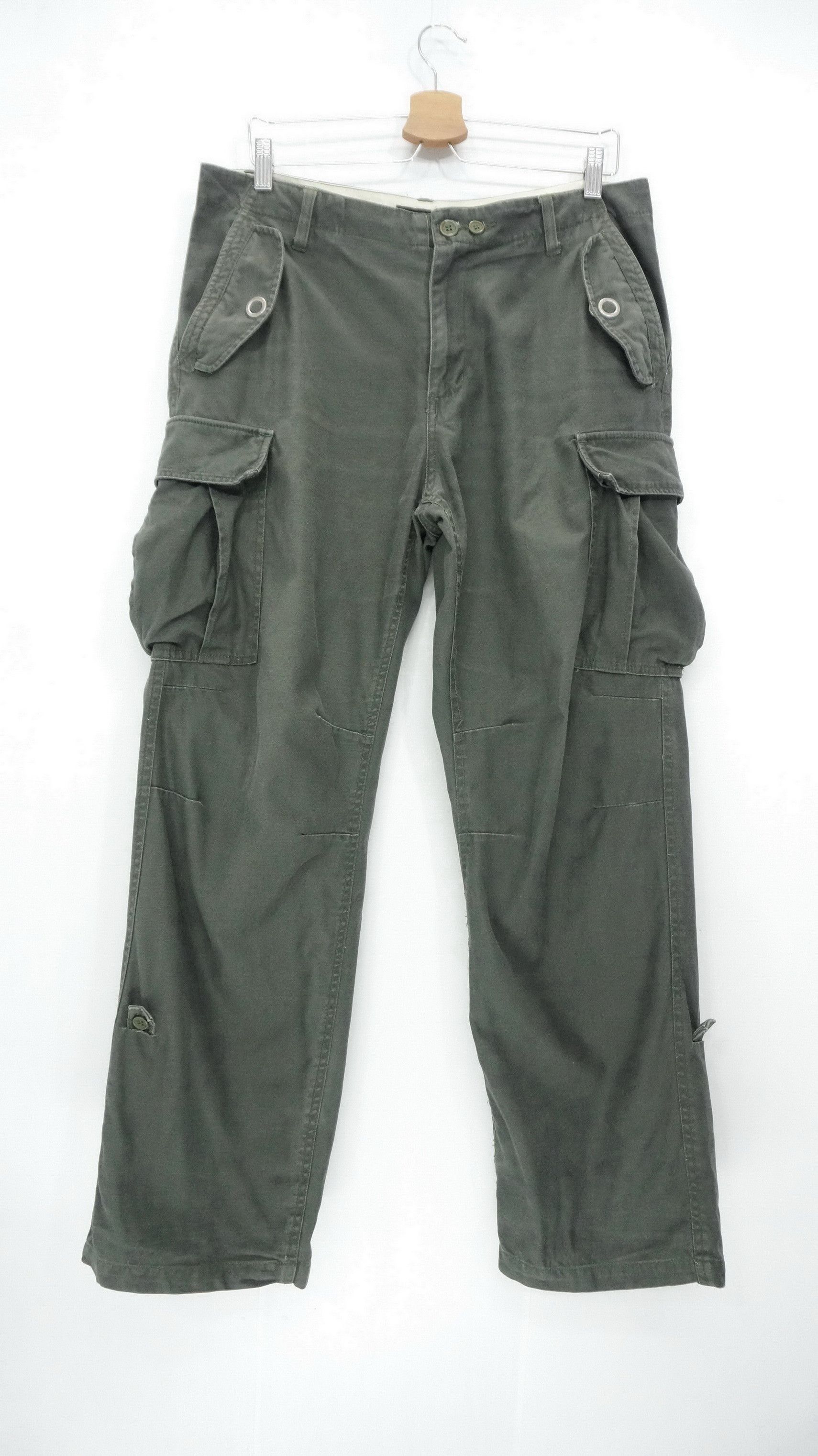 Japanese Brand Dope! JUNGLE STORM Faded Dark Green Tactical Cargo Pants Size US 33 - 1 Thumbnail