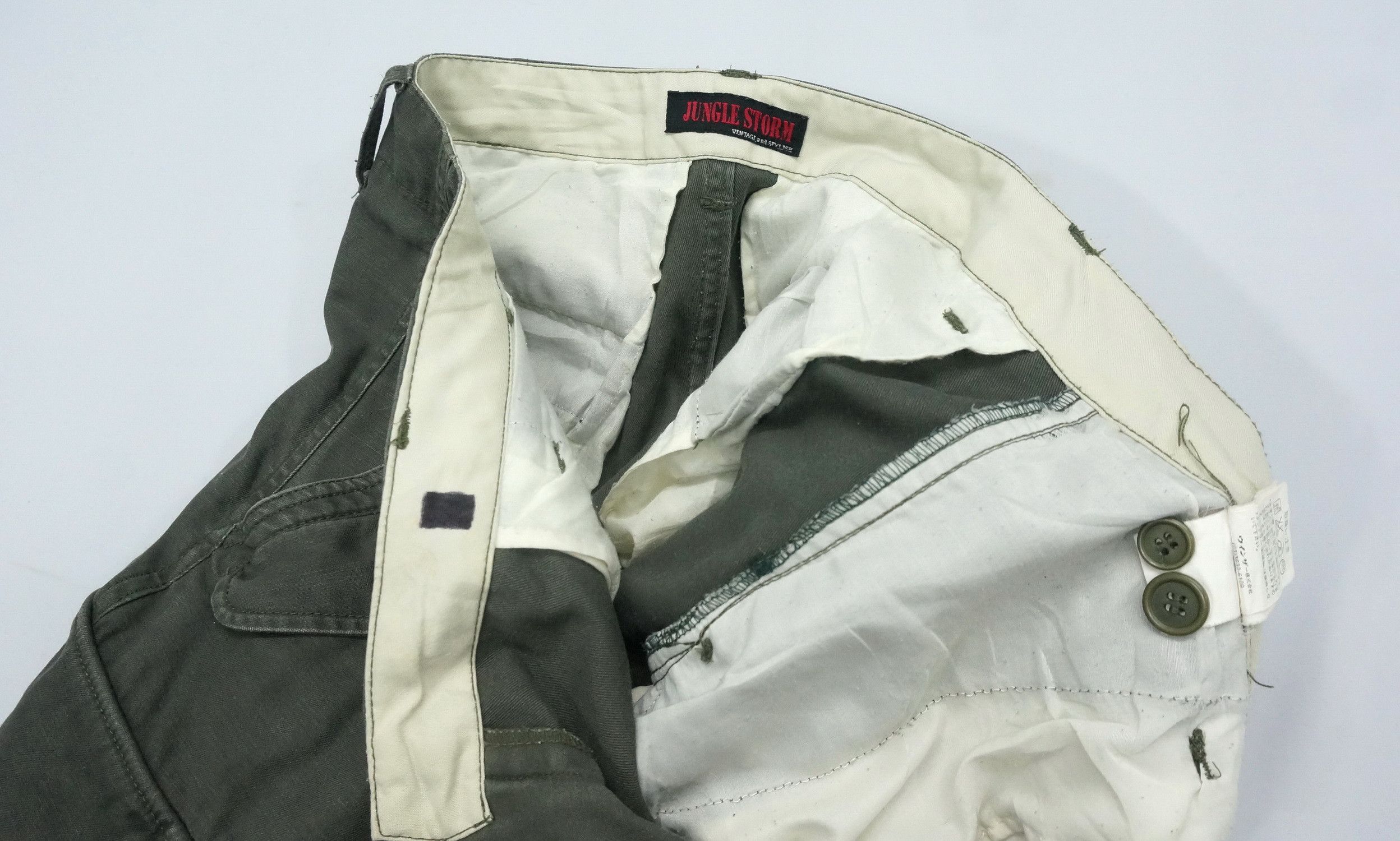 Japanese Brand Dope! JUNGLE STORM Faded Dark Green Tactical Cargo Pants Size US 33 - 20 Thumbnail