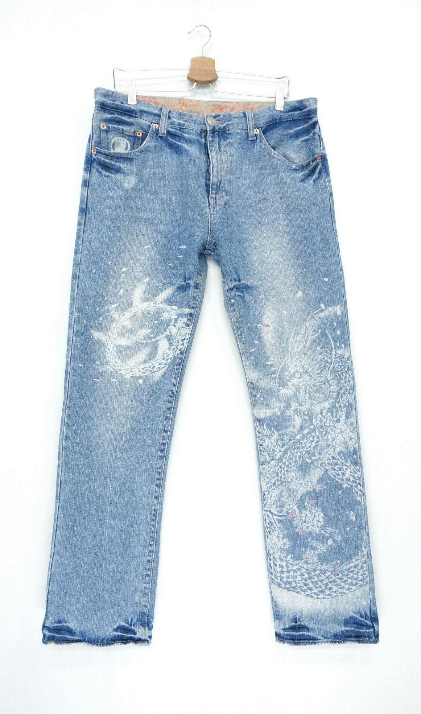 image of Vintage Buden Dragon Jeans in Blue Denim, Men's (Size 35)