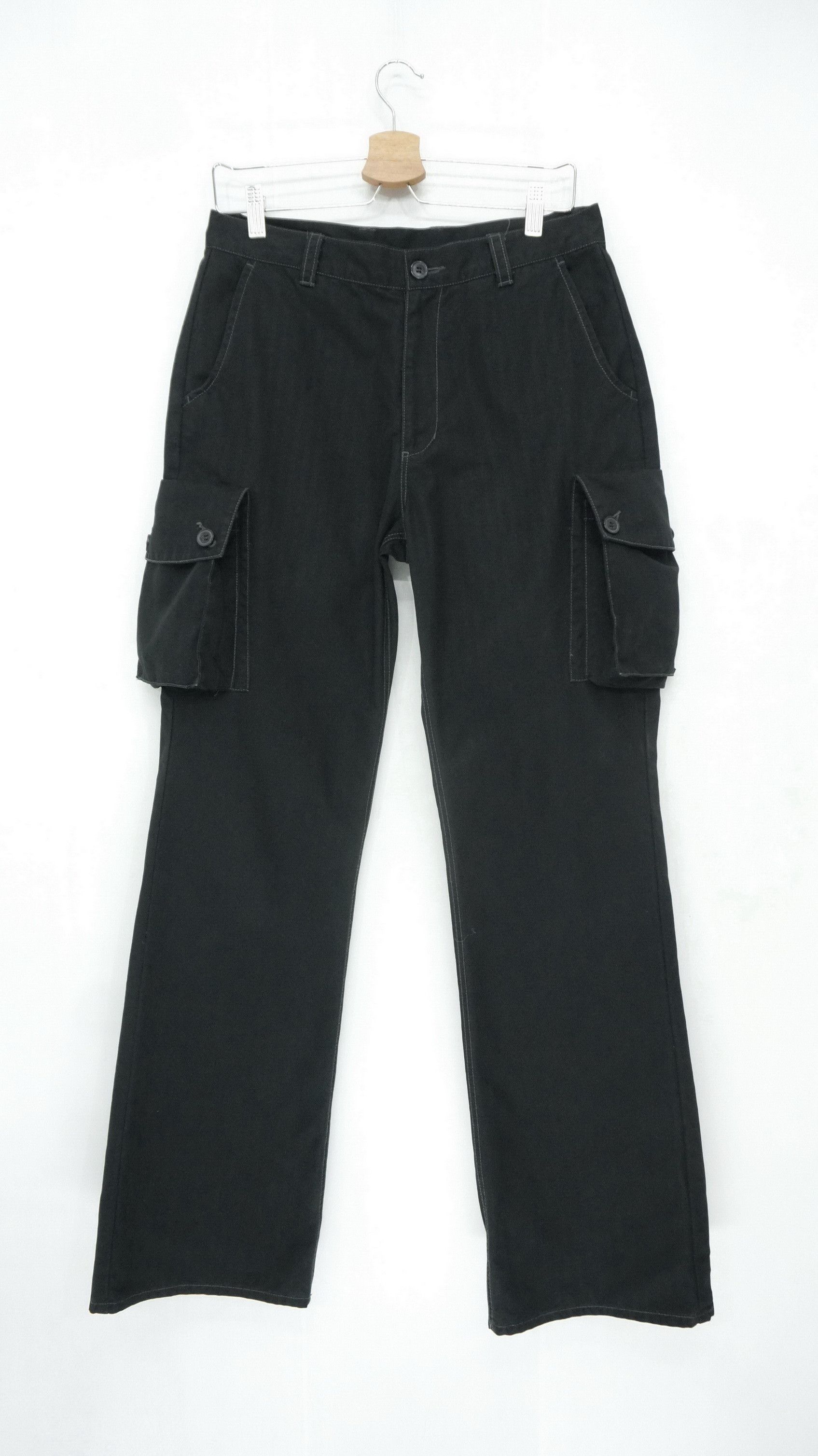 Japanese Brand Vintage! ALLIX DESIGN TOKYO Striped Flared Worn Cargo Pants Size US 29 - 2 Thumbnail