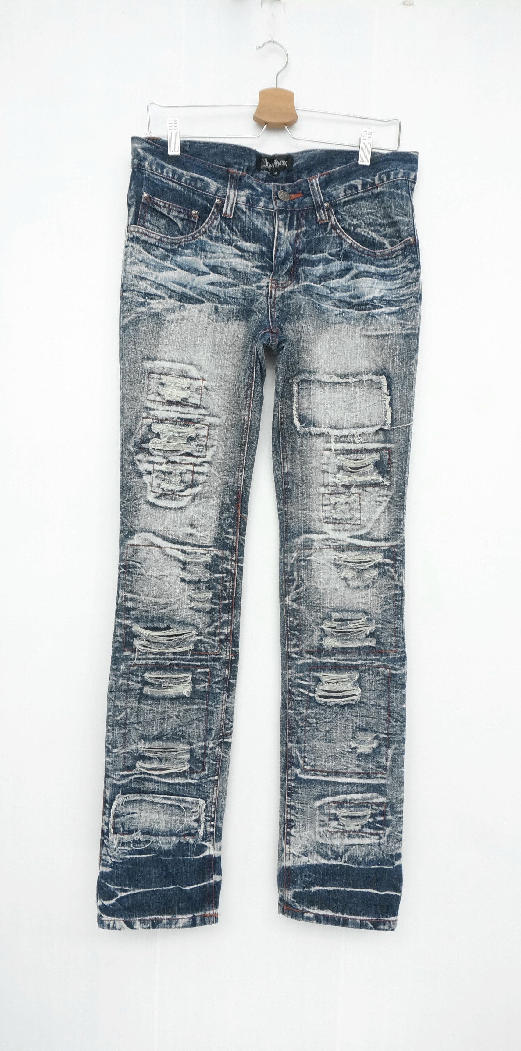 Hysteric Glamour × Tornado Mart × Vintage Dope 🔥 LOWBOX Slimfit Punk Distressed Ripped Patch Jeans Size US 30 / EU 46 - 1 Thumbnail