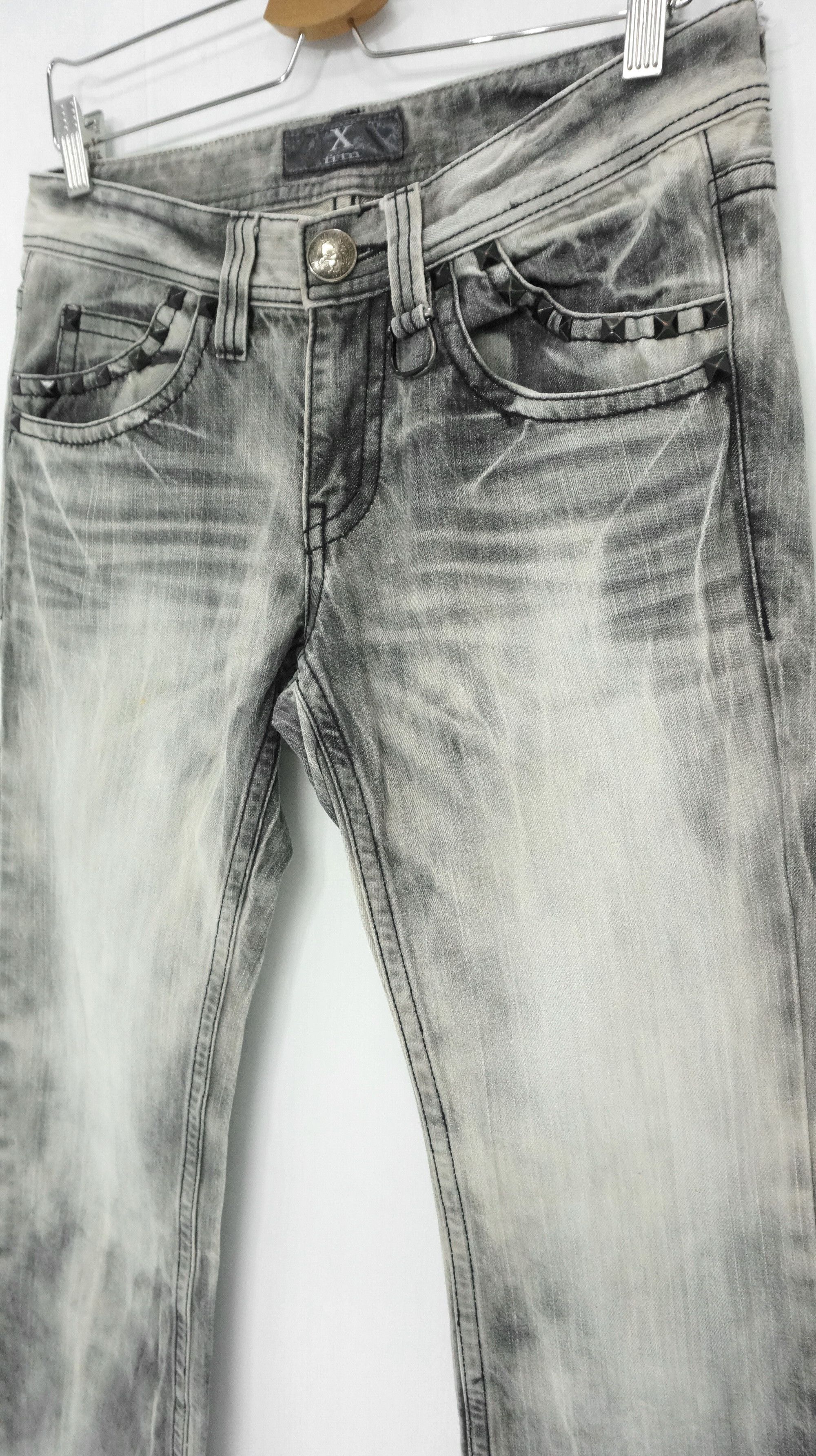 Japanese Brand 💀 XFRM 💀 Vintage Punk Distressed Acid Wash Skull Jeans Size US 29 - 6 Thumbnail
