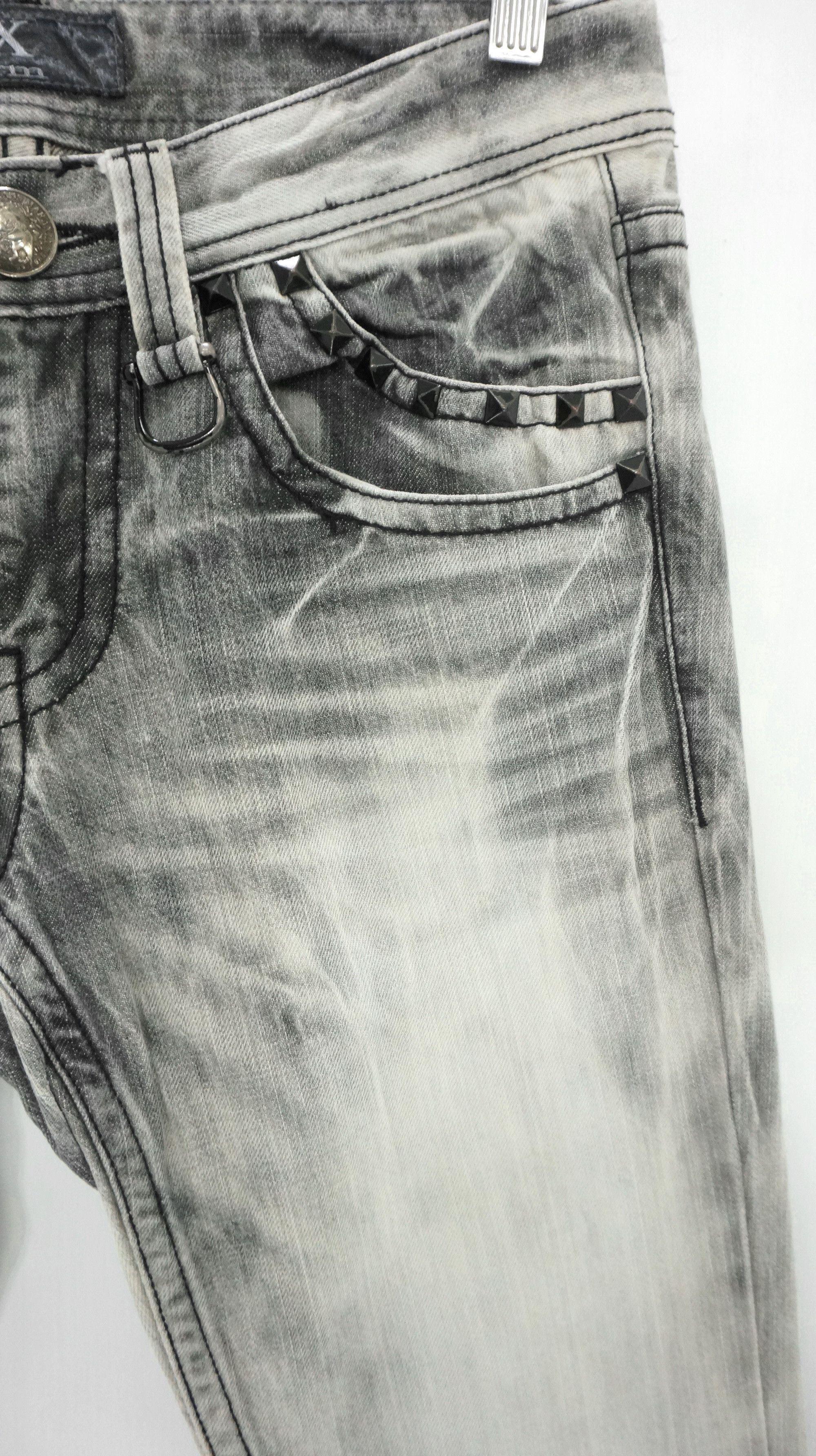 Japanese Brand 💀 XFRM 💀 Vintage Punk Distressed Acid Wash Skull Jeans Size US 29 - 8 Thumbnail