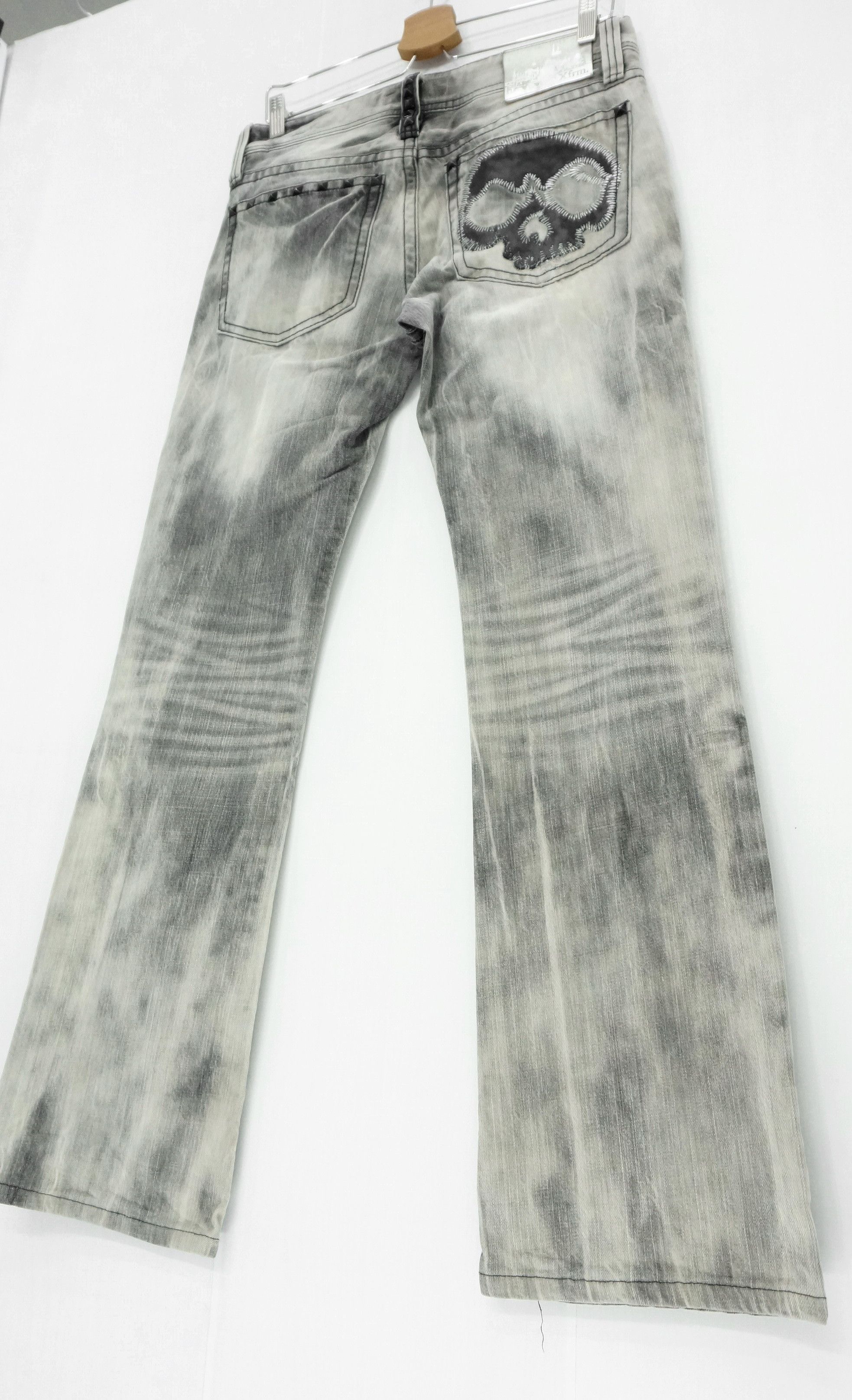 Japanese Brand 💀 XFRM 💀 Vintage Punk Distressed Acid Wash Skull Jeans Size US 29 - 5 Thumbnail