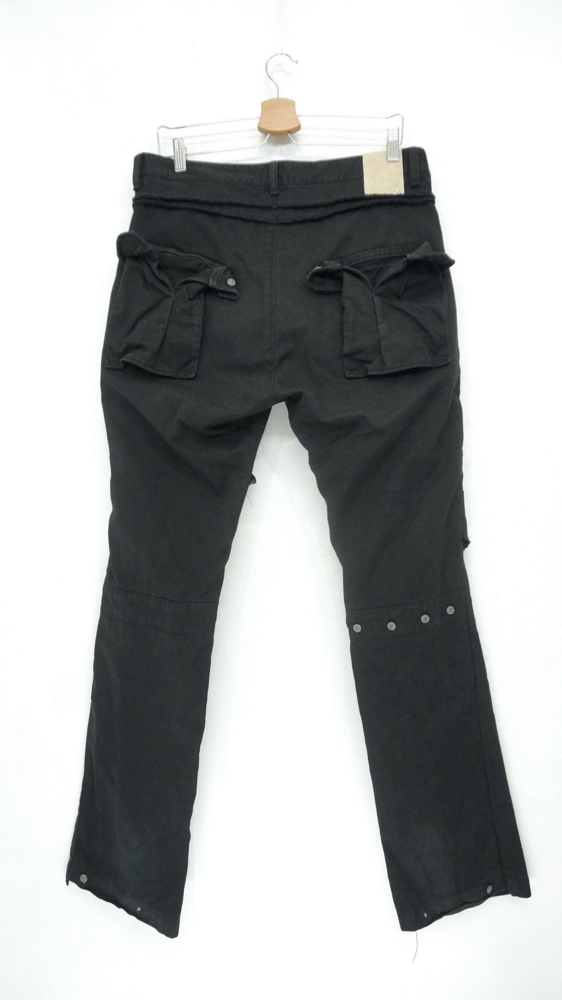 Japanese Brand Rare! Japanese Brand Double Thigh Worn Faded Black Pants Size US 34 / EU 50 - 2 Thumbnail