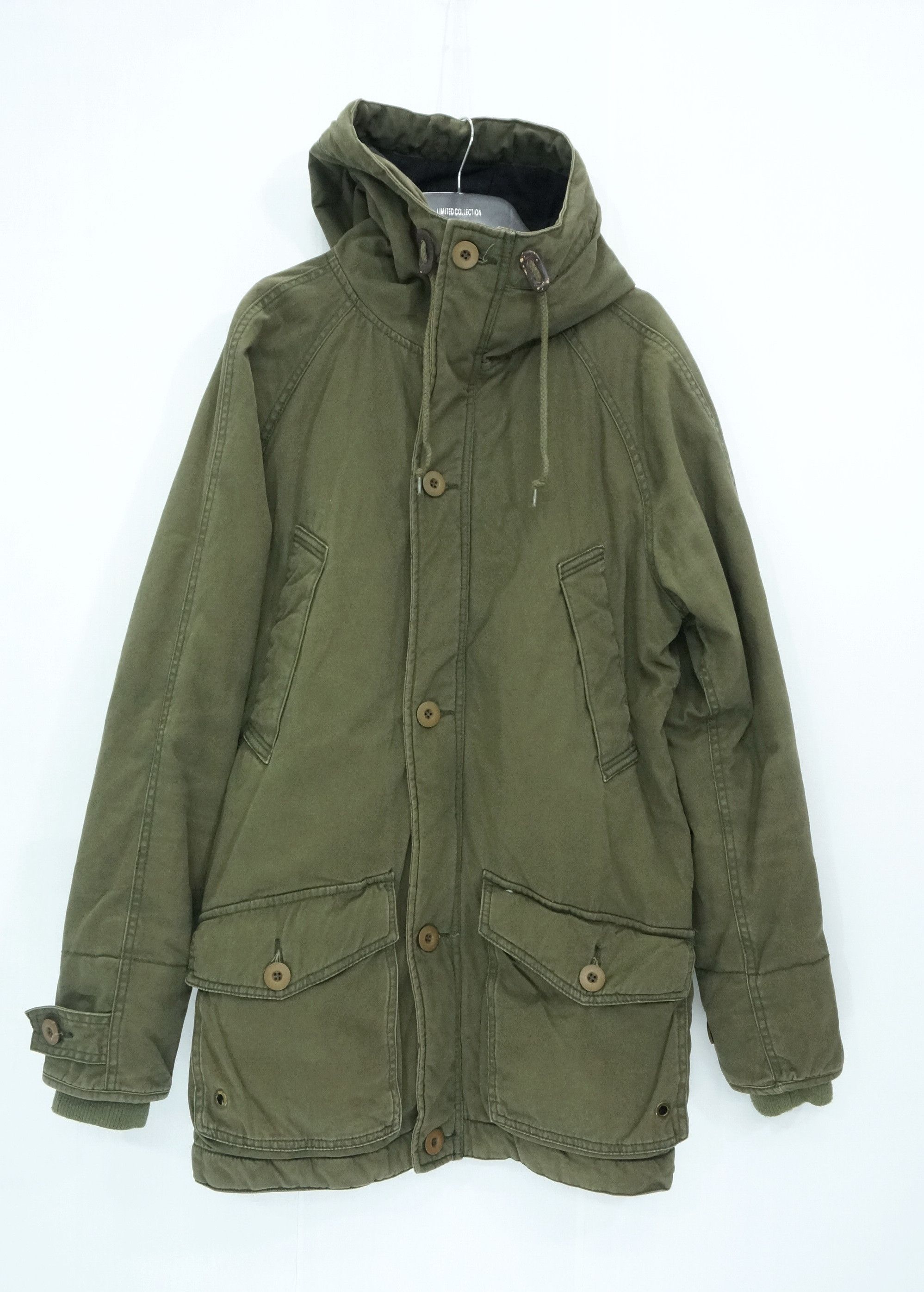 image of Vintage Japan Global Work Military Parka Worn Jacket in Army Green, Men's (Size Medium)