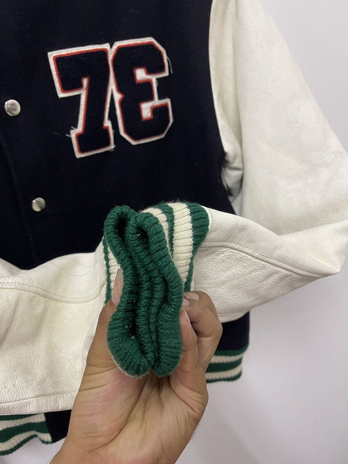 Japanese Brand × Vintage Vintage Kelloggs Numbering Sleeve Leather Varsity Jacket Size US M / EU 48-50 / 2 - 4 Thumbnail