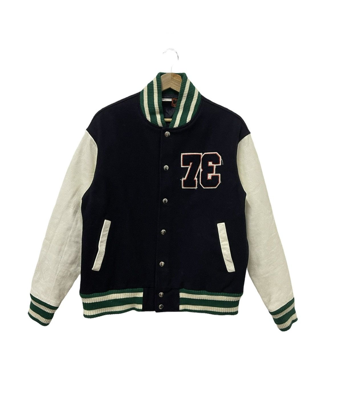 Japanese Brand × Vintage Vintage Kelloggs Numbering Sleeve Leather Varsity Jacket Size US M / EU 48-50 / 2 - 1 Thumbnail