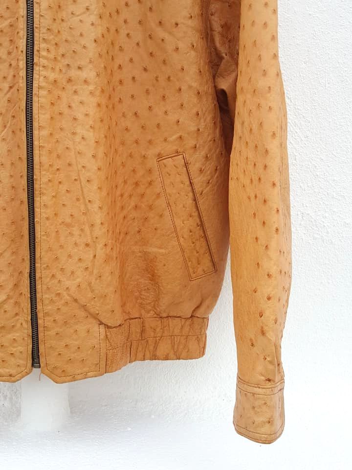 Giani Bernini BERNINI Beverly Hills Ostrich Genuine Leather Bomber Jacket Size US L / EU 52-54 / 3 - 14 Thumbnail