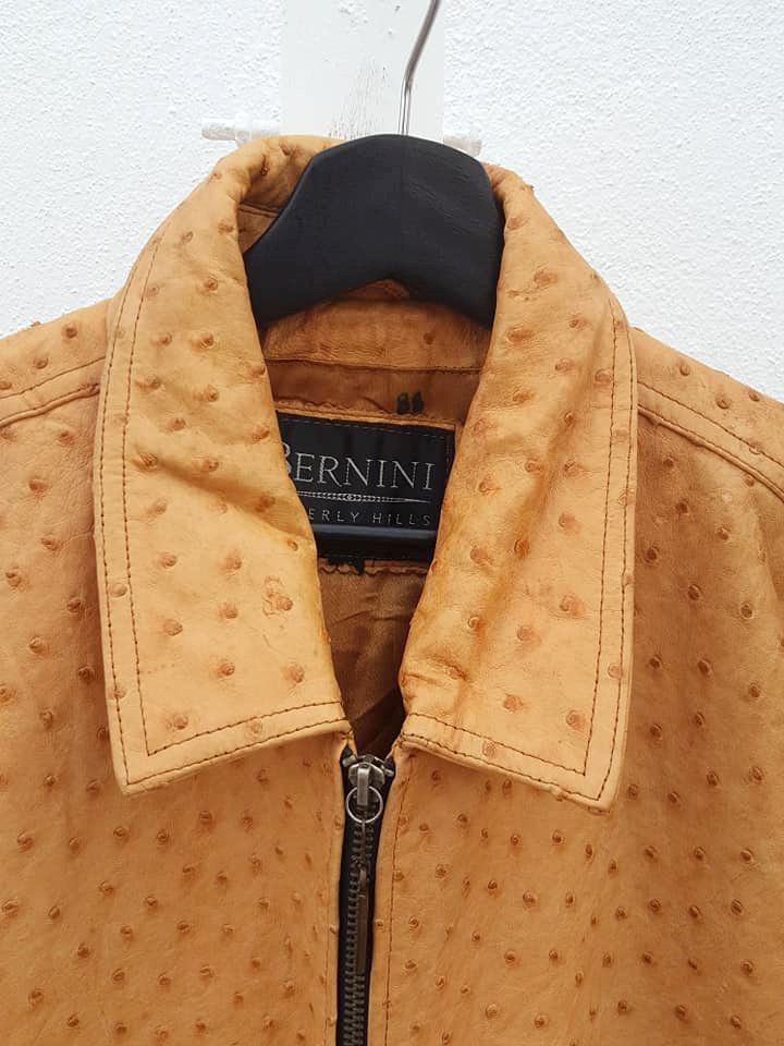 Giani Bernini BERNINI Beverly Hills Ostrich Genuine Leather Bomber Jacket Size US L / EU 52-54 / 3 - 6 Thumbnail