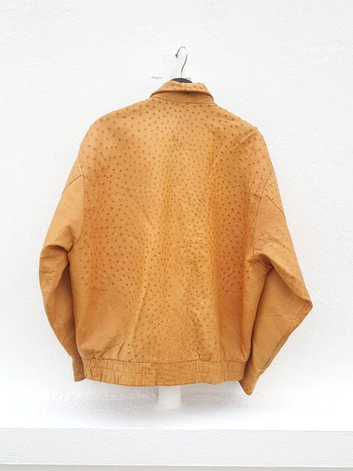 Giani Bernini BERNINI Beverly Hills Ostrich Genuine Leather Bomber Jacket Size US L / EU 52-54 / 3 - 3 Thumbnail