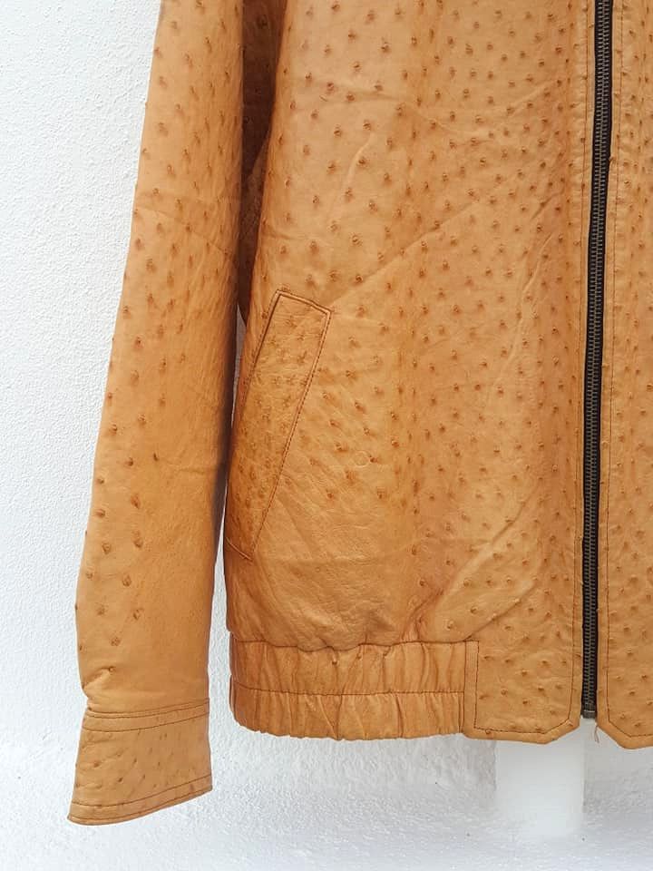 Giani Bernini BERNINI Beverly Hills Ostrich Genuine Leather Bomber Jacket Size US L / EU 52-54 / 3 - 13 Thumbnail