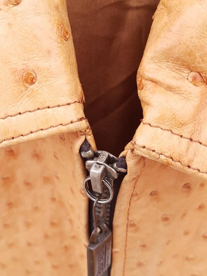 Giani Bernini BERNINI Beverly Hills Ostrich Genuine Leather Bomber Jacket Size US L / EU 52-54 / 3 - 11 Thumbnail