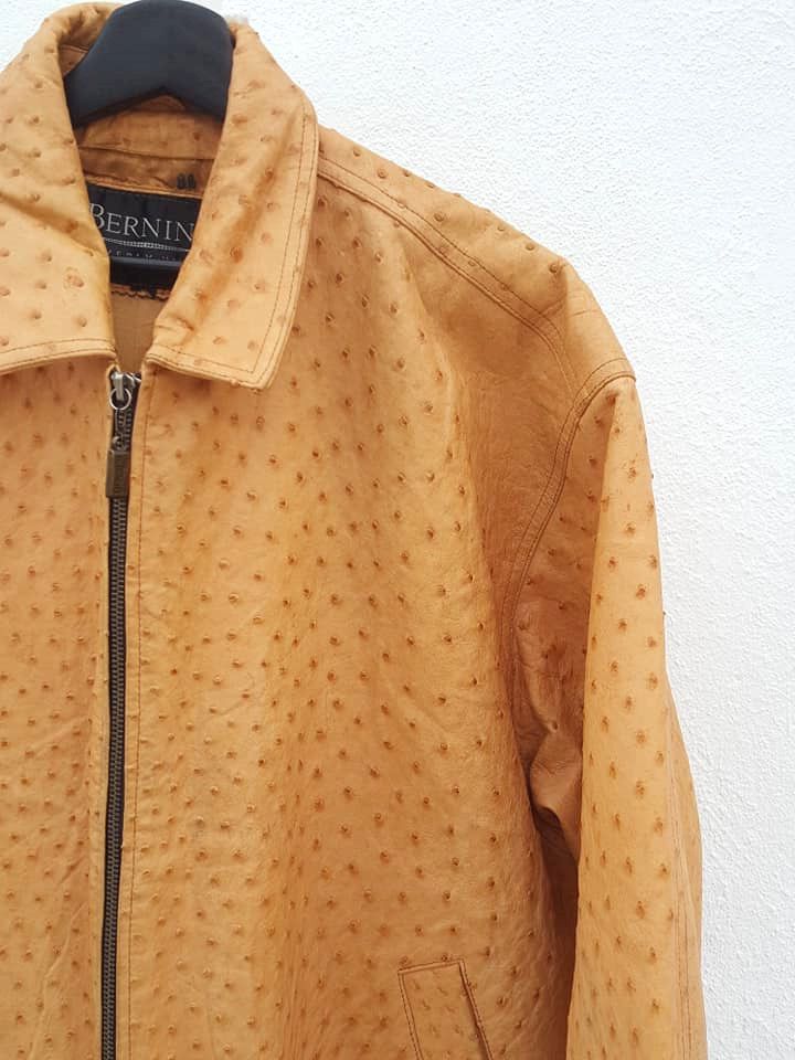 Giani Bernini BERNINI Beverly Hills Ostrich Genuine Leather Bomber Jacket Size US L / EU 52-54 / 3 - 5 Thumbnail