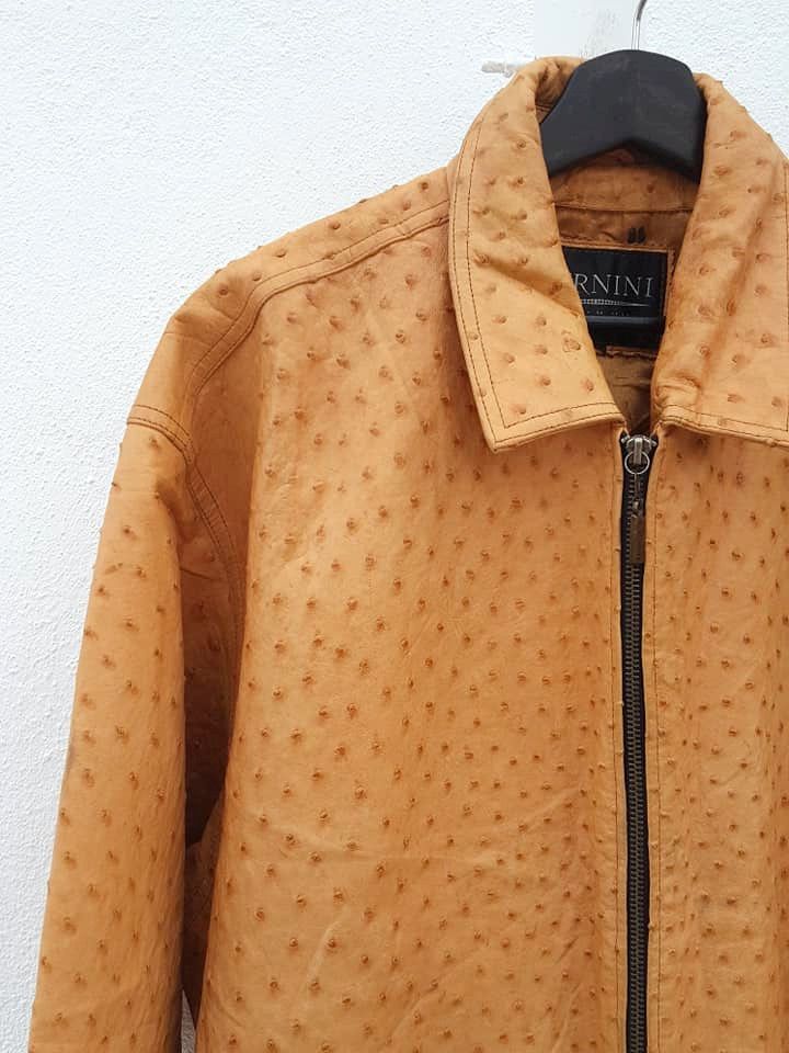 Giani Bernini BERNINI Beverly Hills Ostrich Genuine Leather Bomber Jacket Size US L / EU 52-54 / 3 - 4 Thumbnail