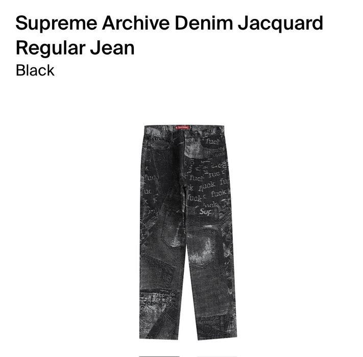 Supreme Archive Denim Jacquard Regular Jean Black